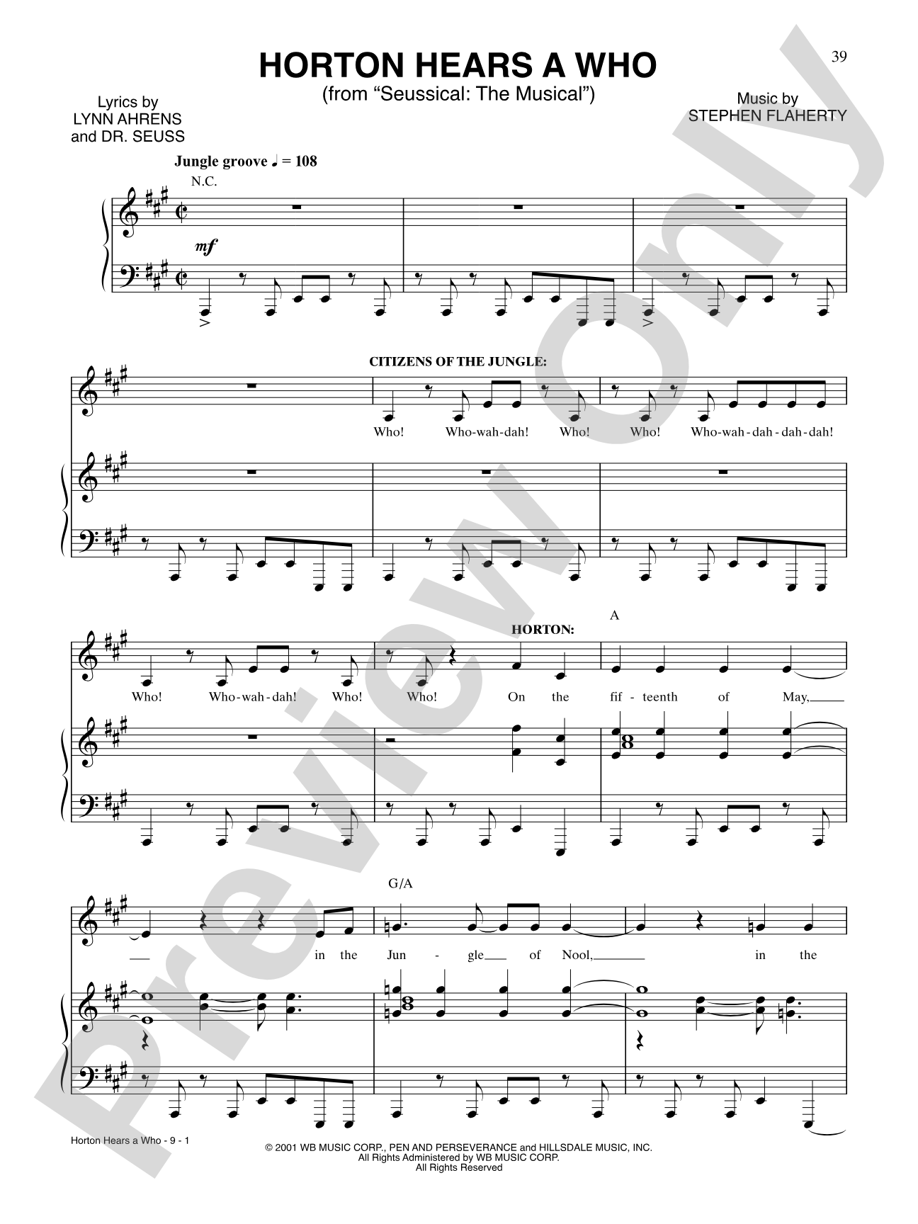 Horton Hear a Who (from "Seussical the Musical"): Piano/Vocal/Chords