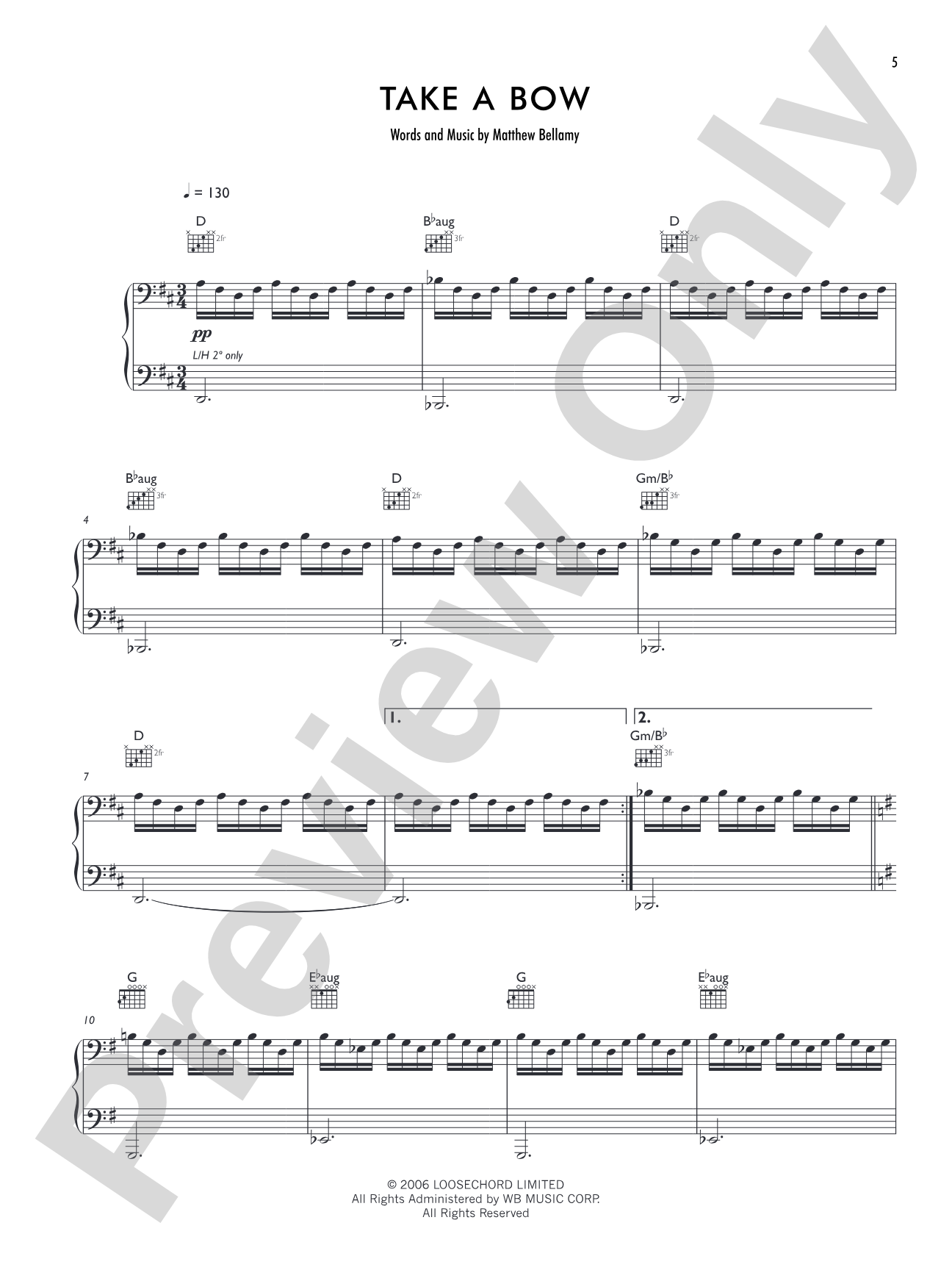 Take a Bow: Piano/Vocal/Chords