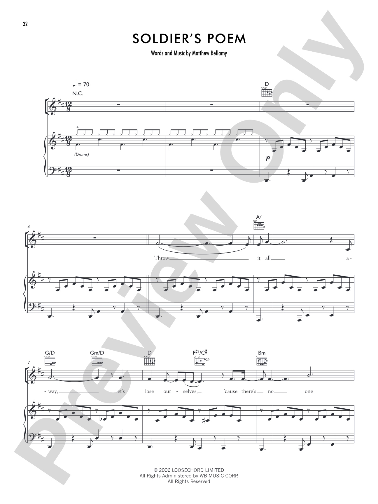 Soldier's Poem: Piano/Vocal/Chords
