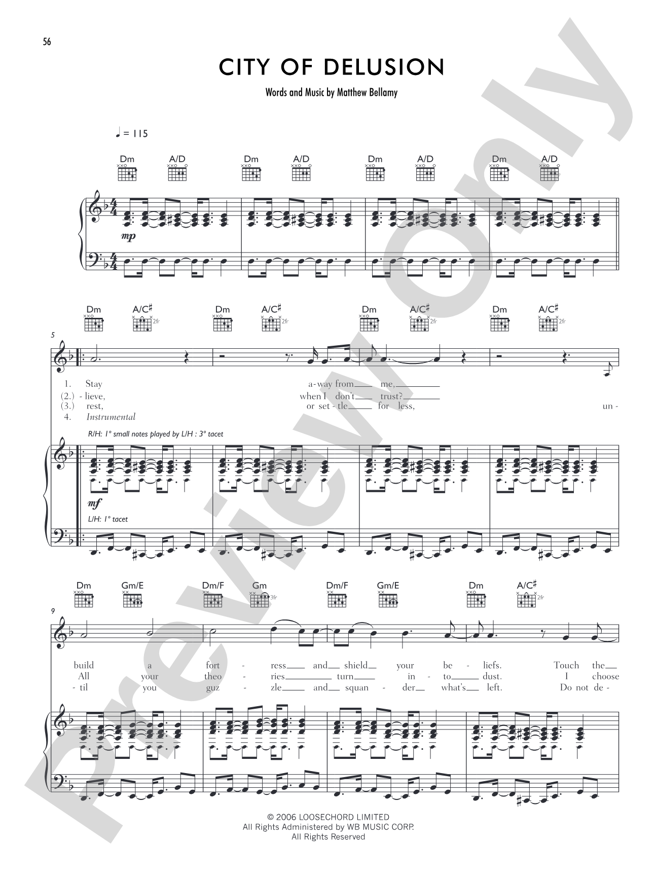 City of Delusion: Piano/Vocal/Chords