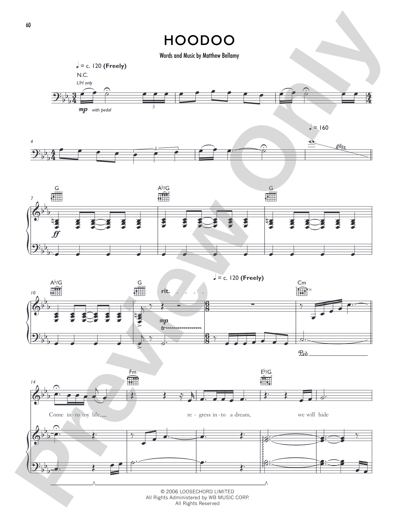 Hoodoo: Piano/Vocal/Chords