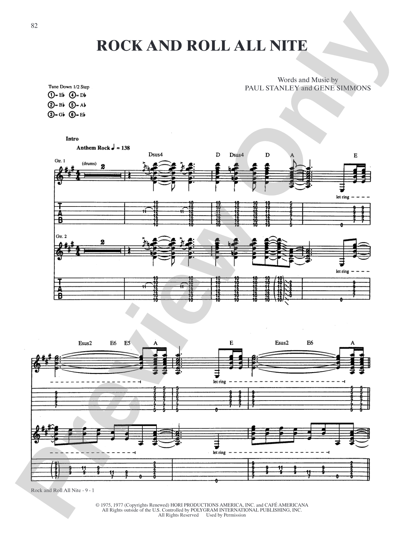 Rock and Roll All Nite: Authentic Guitar TAB