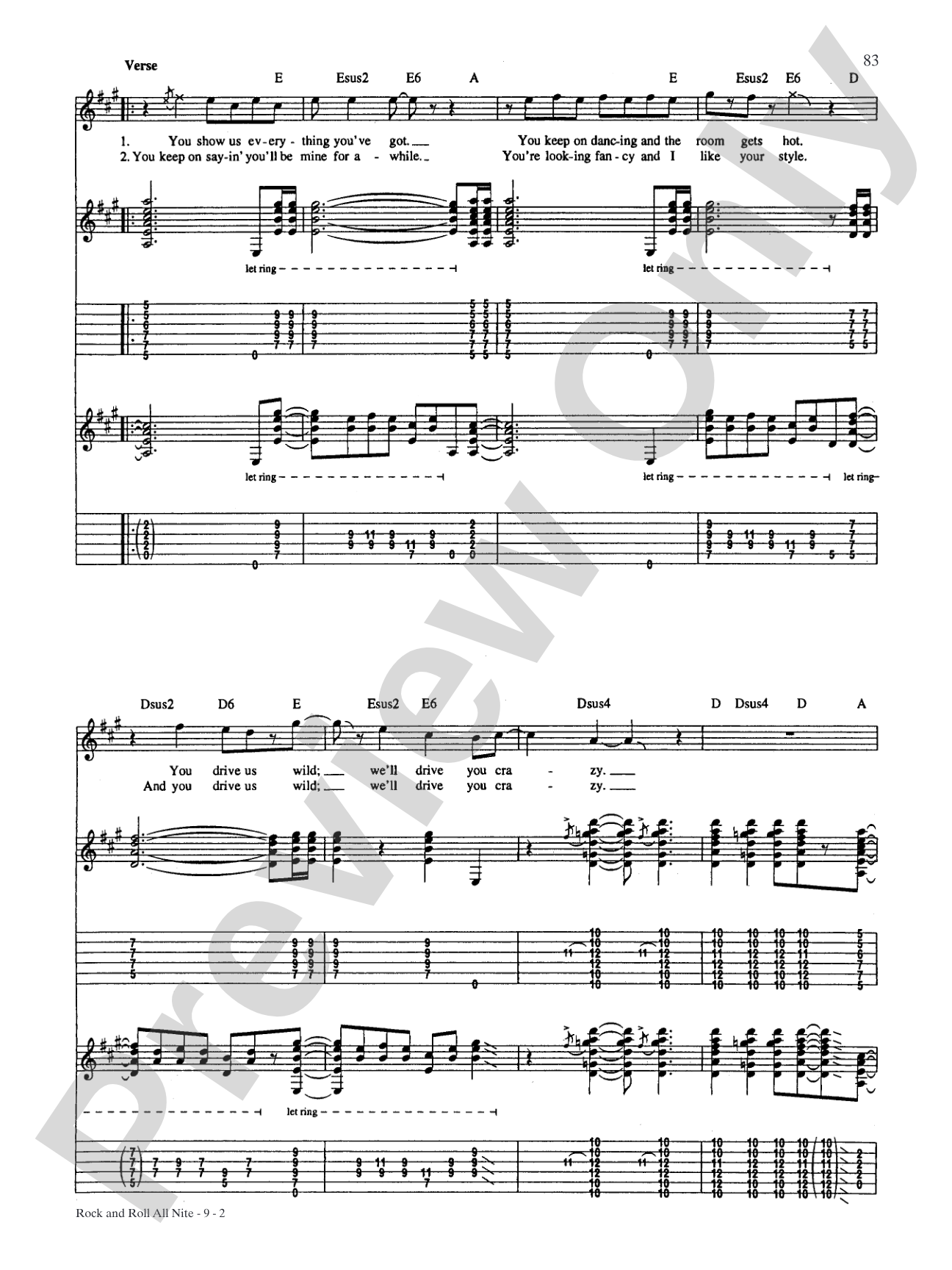 Rock and Roll All Nite: Authentic Guitar TAB
