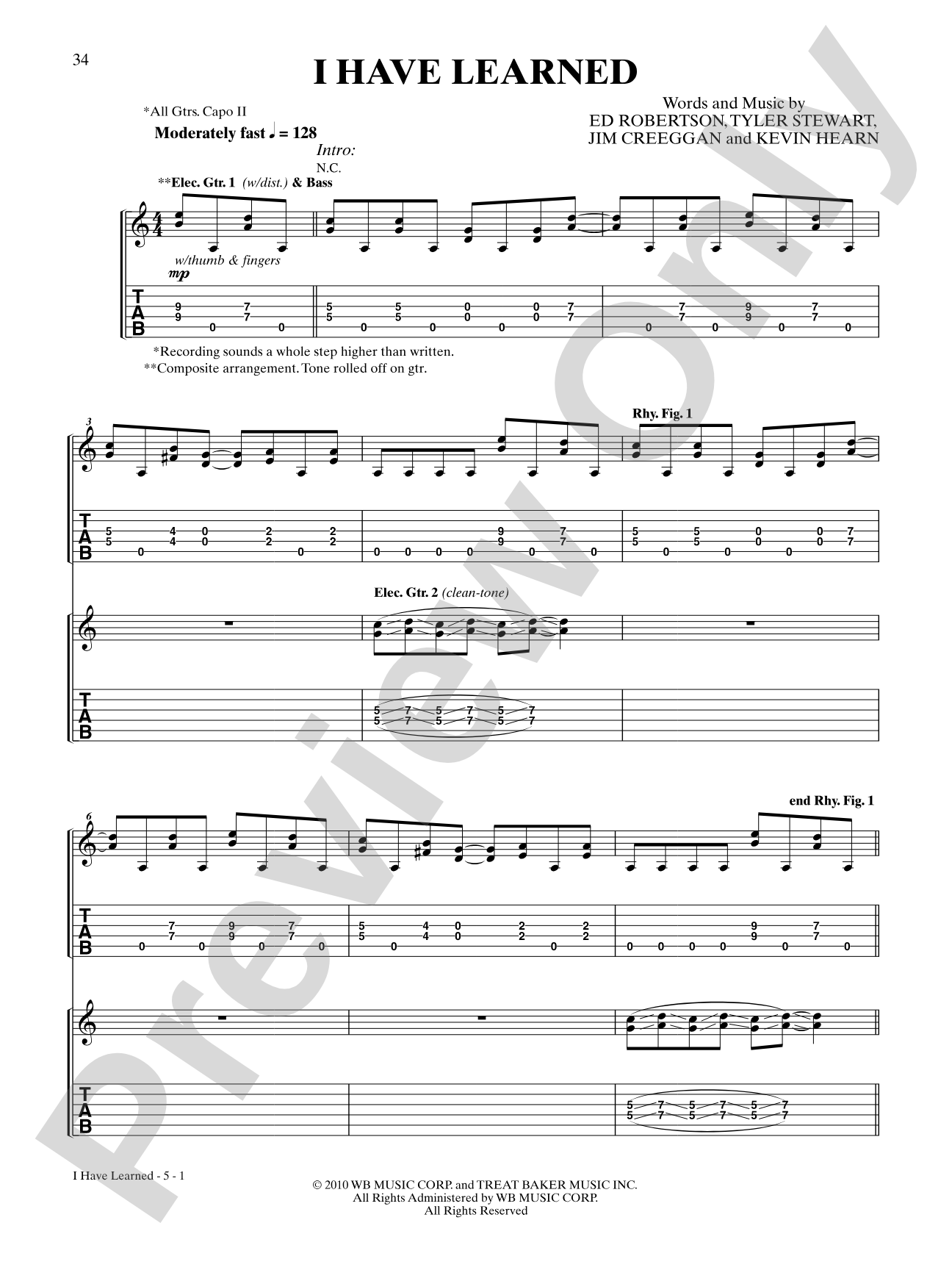 I Have Learned: Authentic Guitar TAB