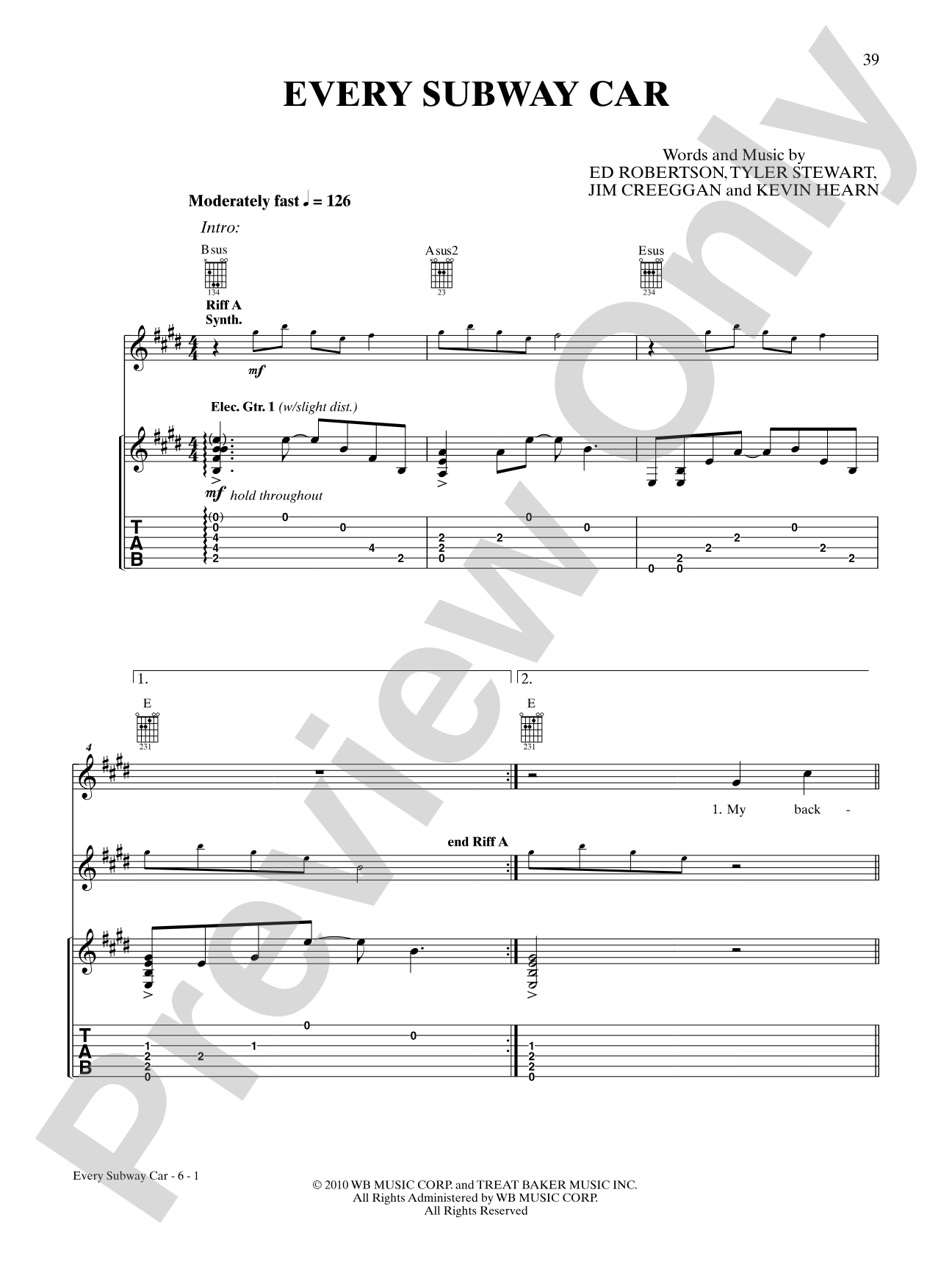Every Subway Car: Authentic Guitar TAB