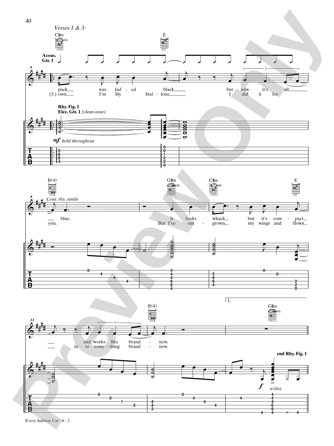 Every Subway Car: Authentic Guitar TAB