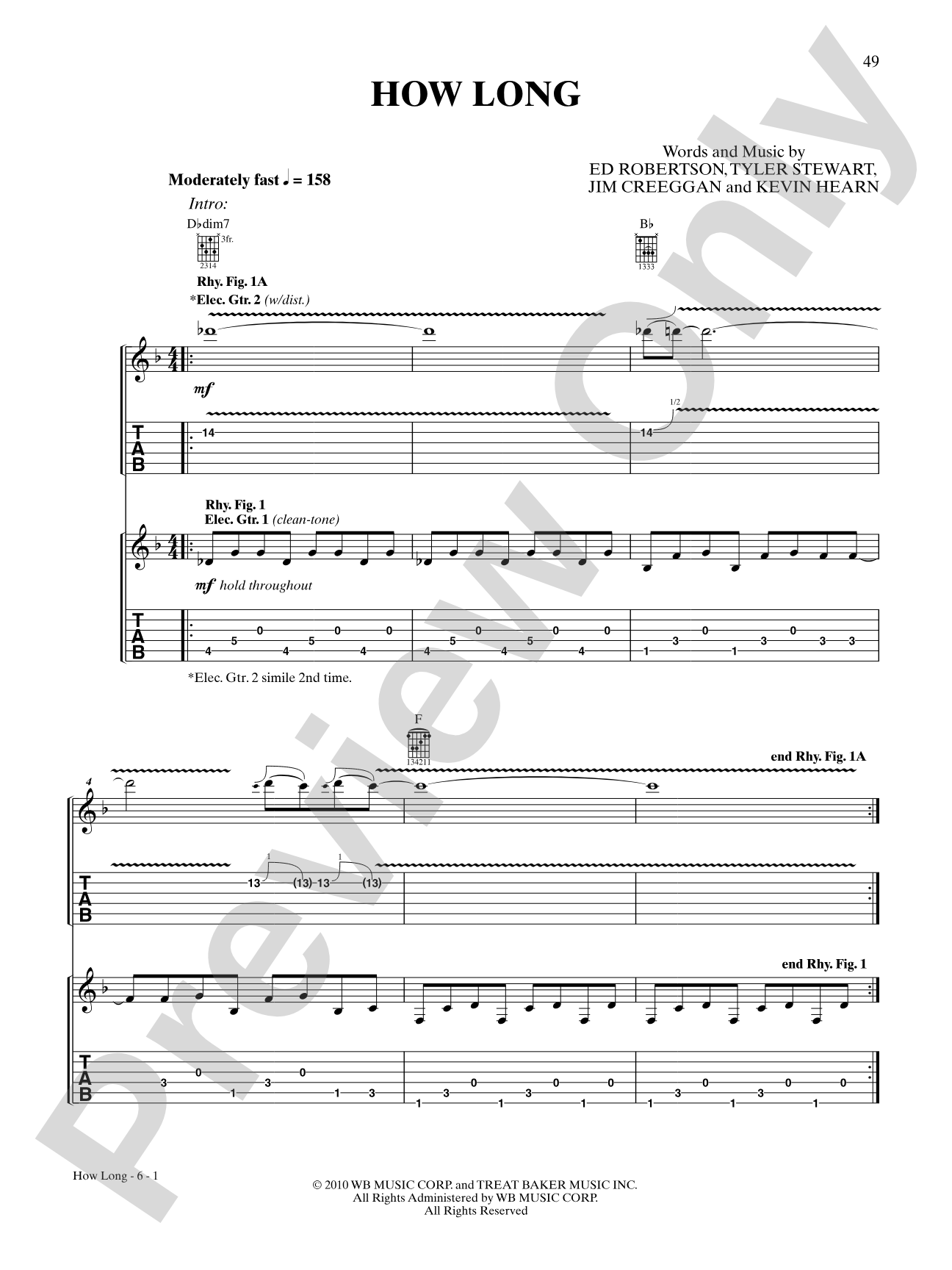 How Long: Authentic Guitar TAB