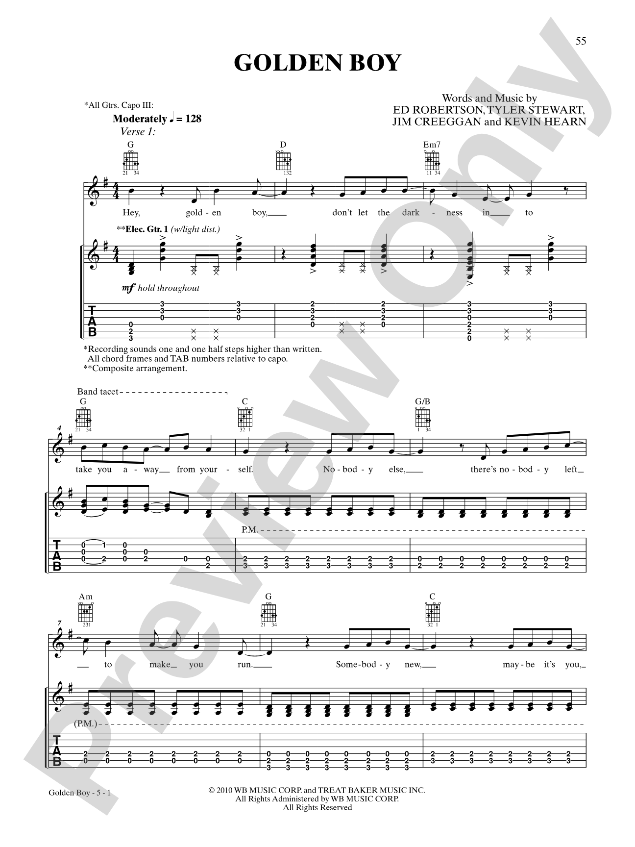 Golden Boy: Authentic Guitar TAB