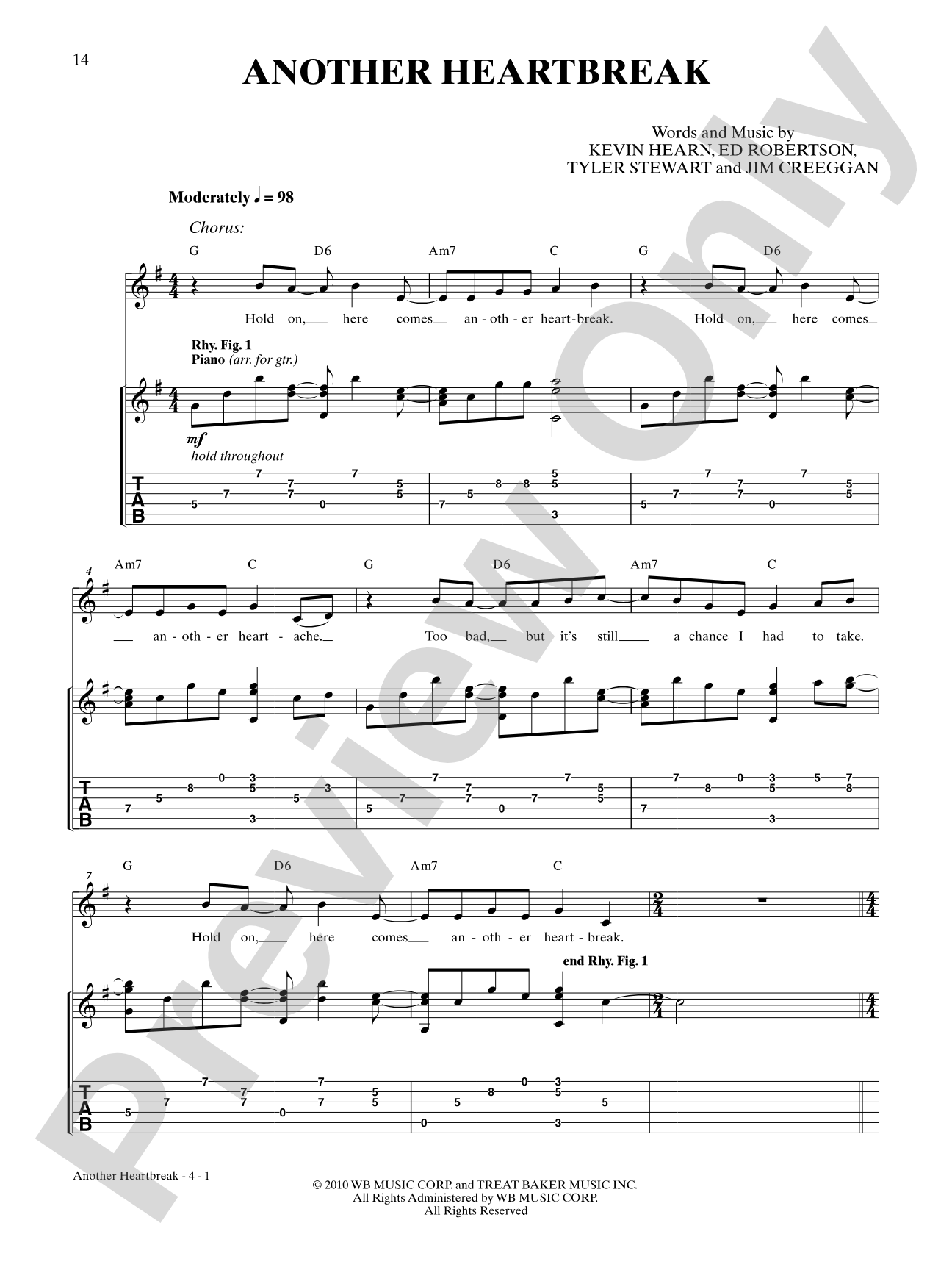 Another Heartbreak: Authentic Guitar TAB
