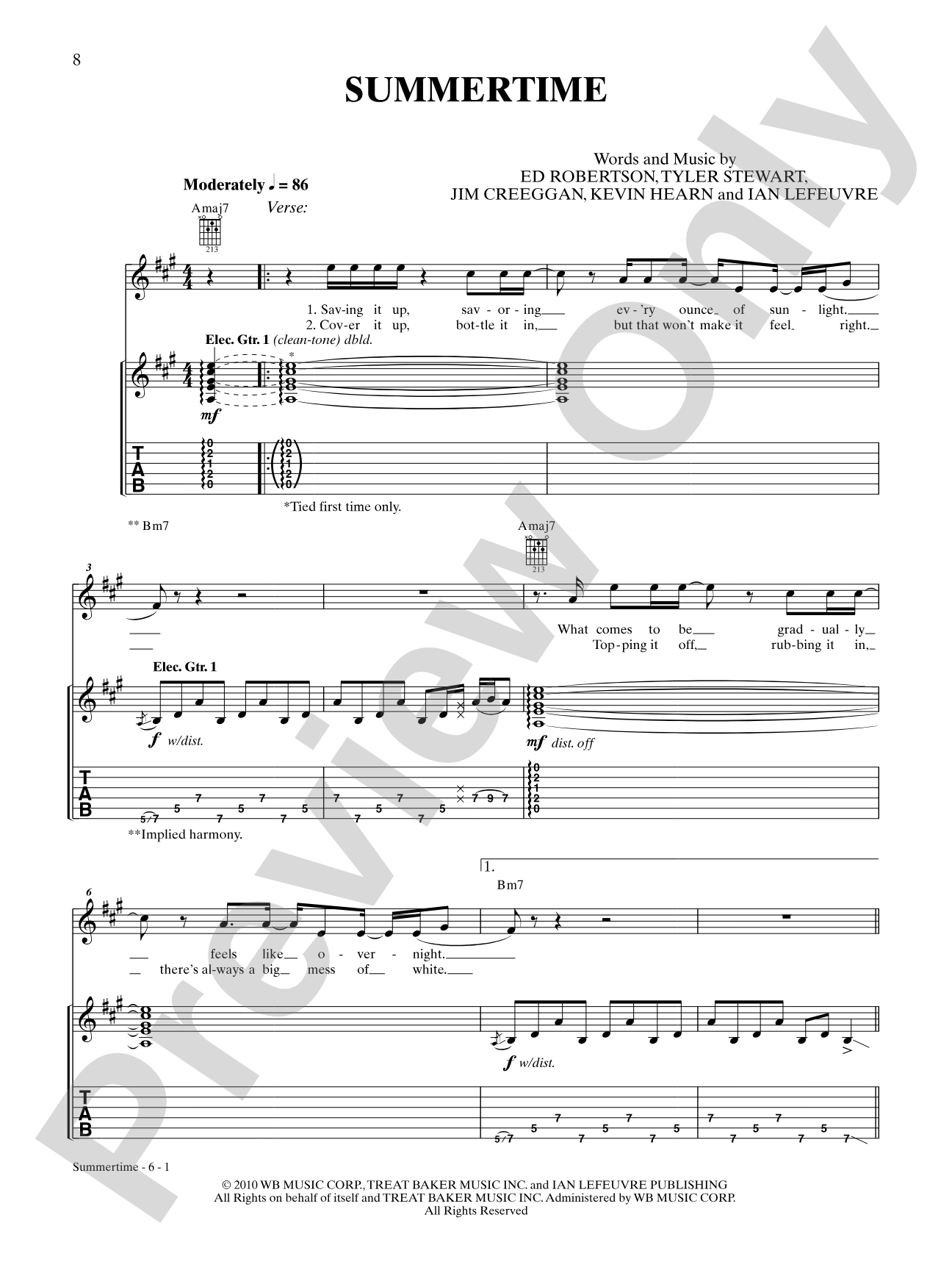 Summertime: Authentic Guitar TAB