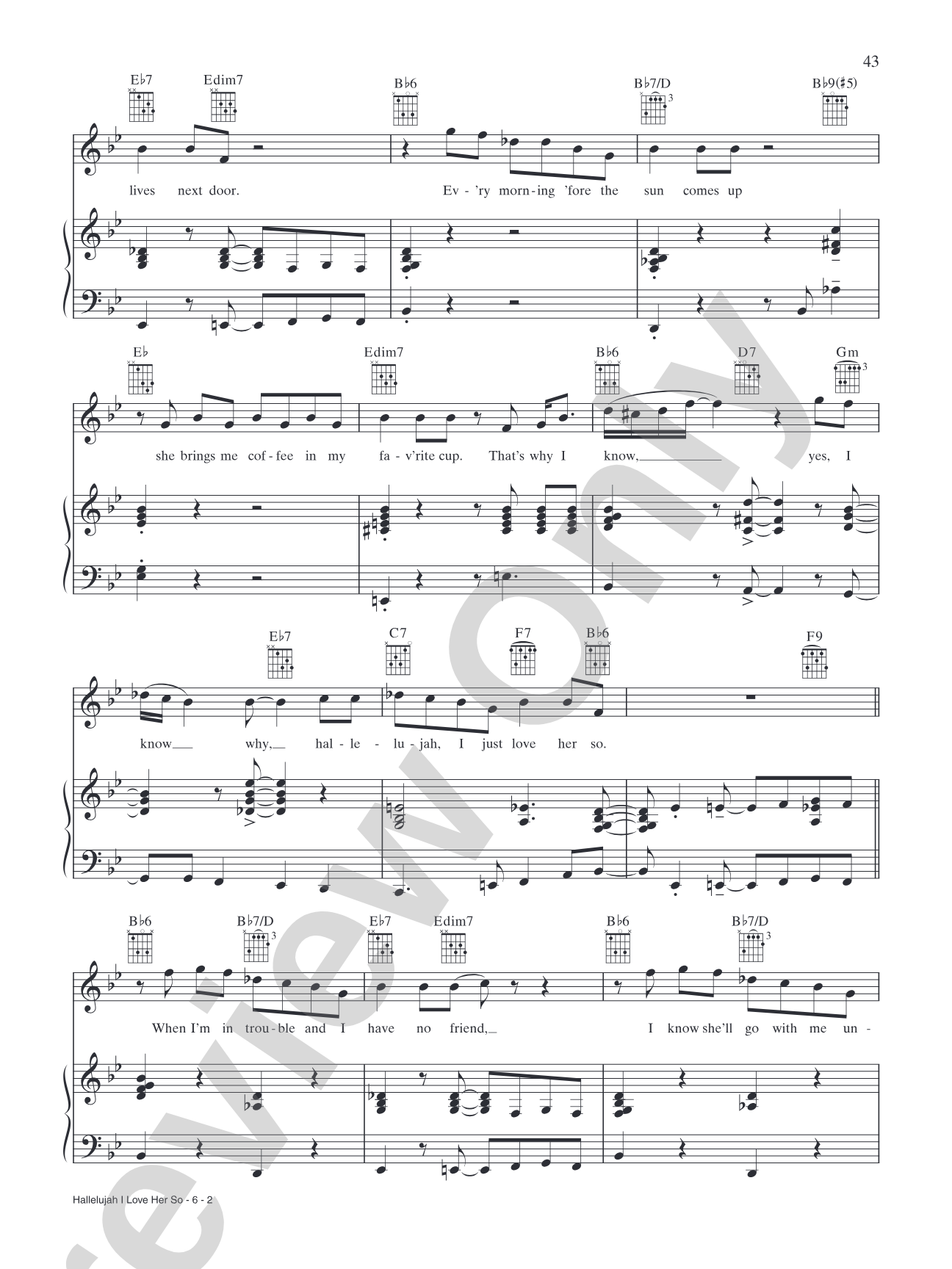 Hallelujah I Love Her So: Piano/Vocal/Chords