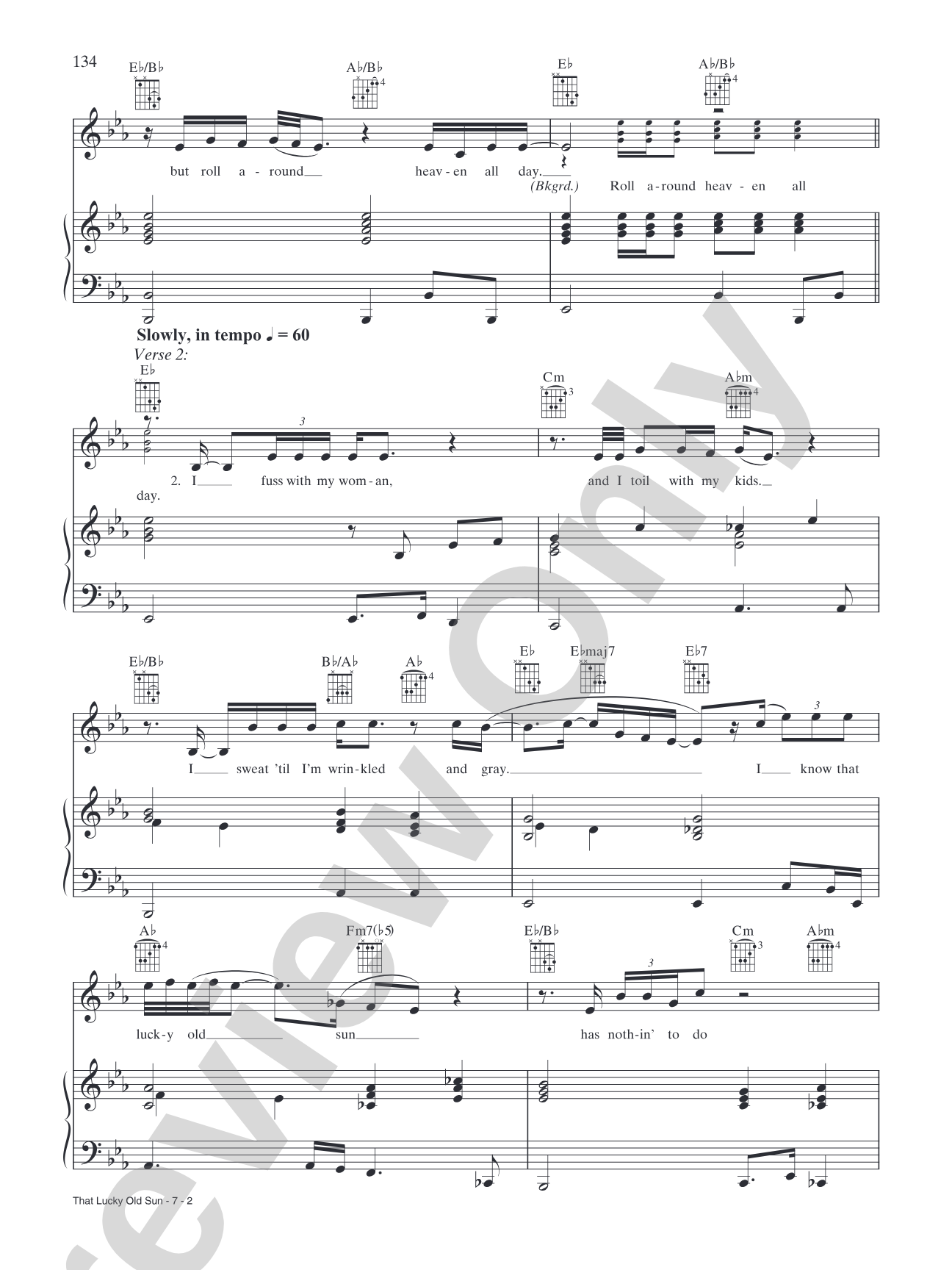 That Lucky Old Sun: Piano/Vocal/Chords