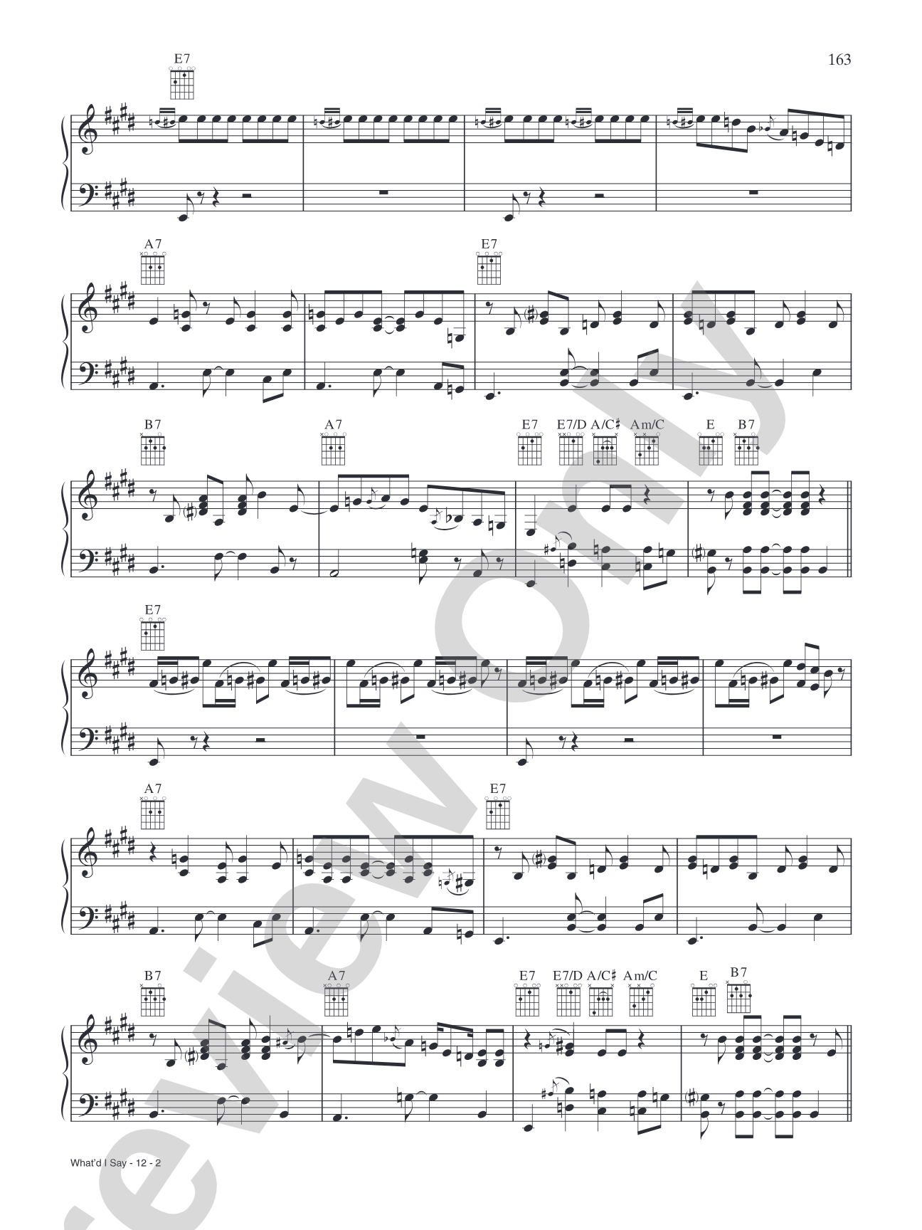 What'd I Say: Piano/Vocal/Chords