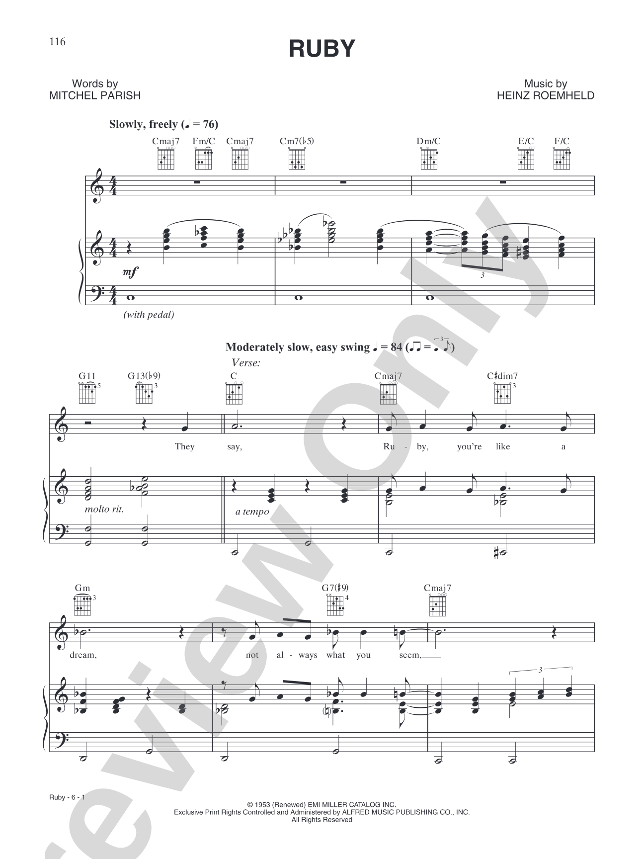 Ruby: Piano/Vocal/Chords