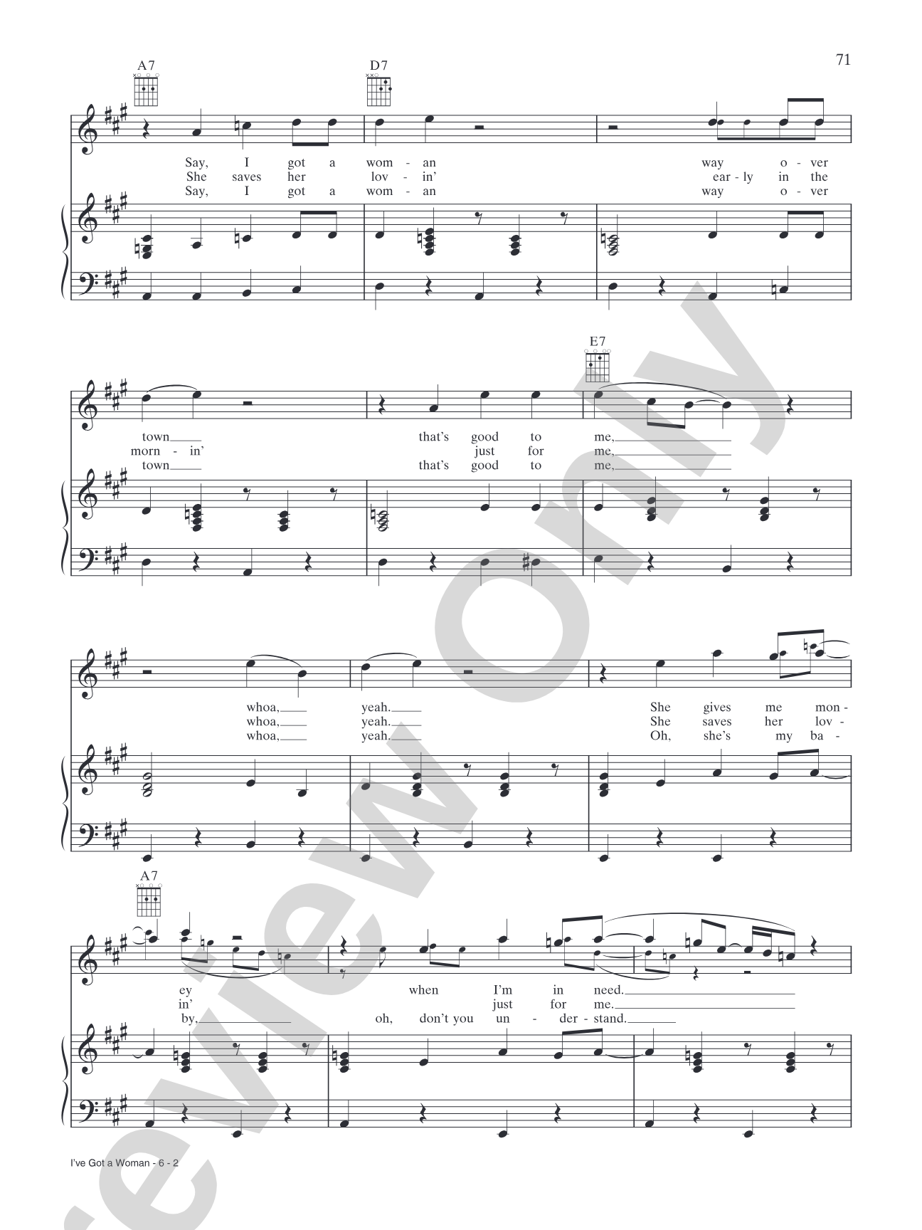 I've Got a Woman: Piano/Vocal/Chords