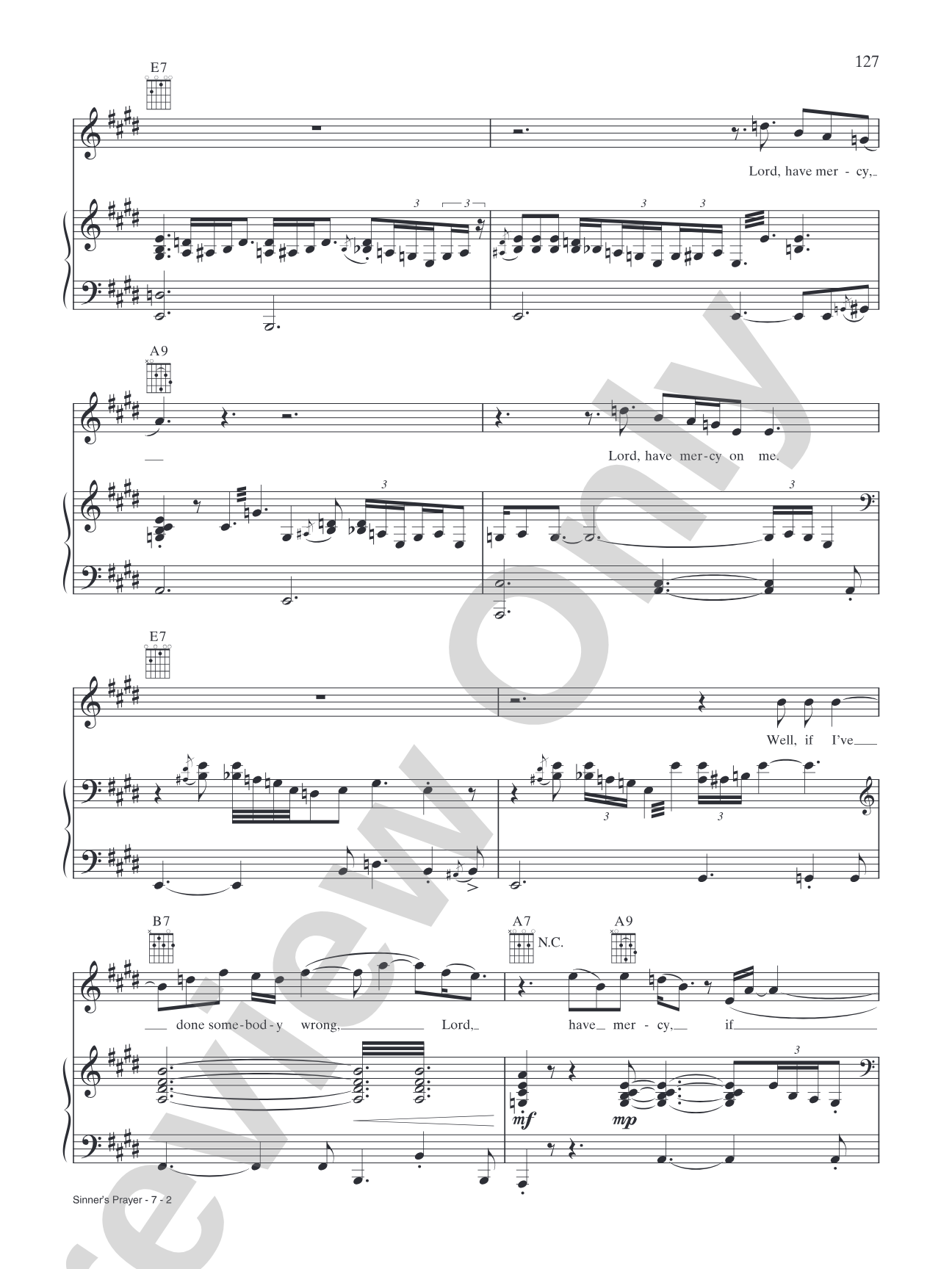Sinner's Prayer: Piano/Vocal/Chords
