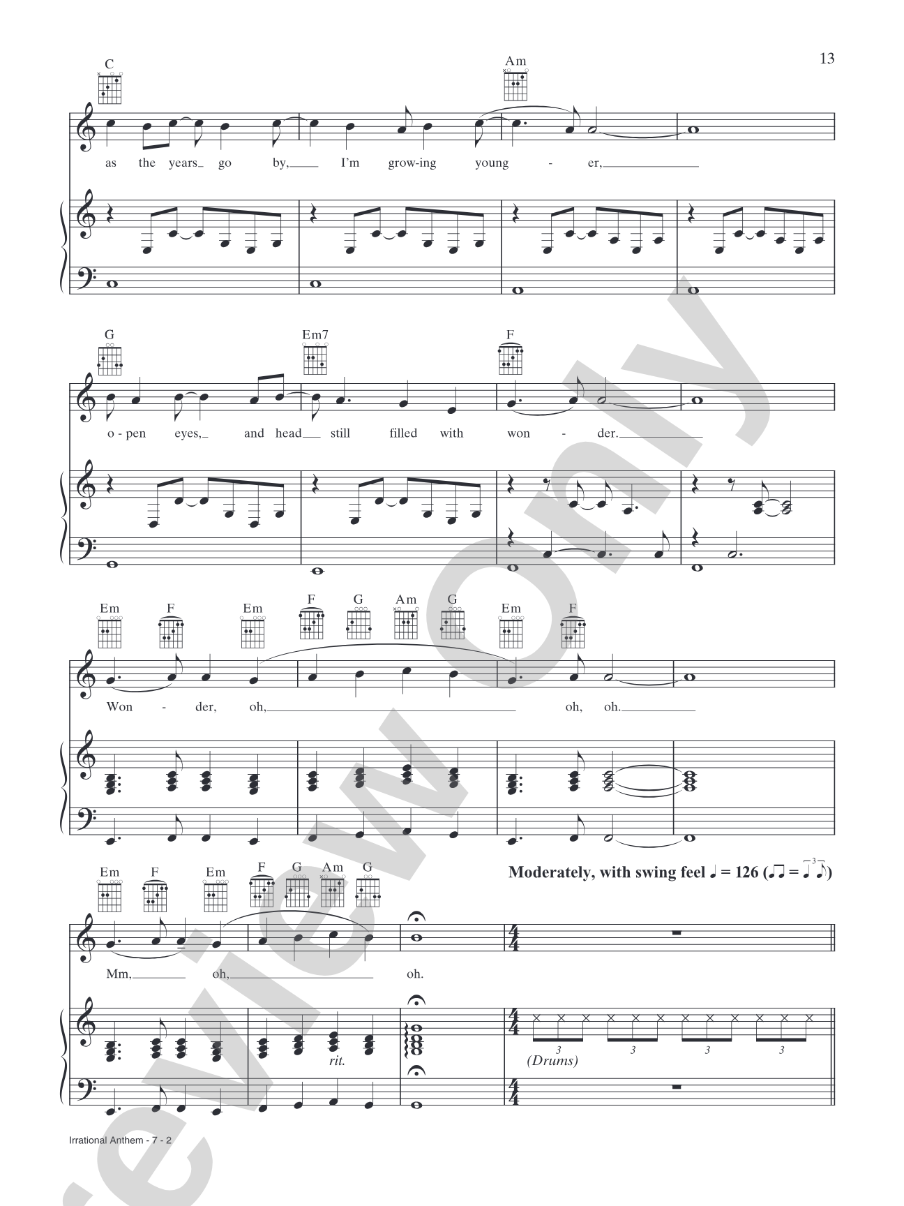 Irrational Anthem: Piano/Vocal/Chords
