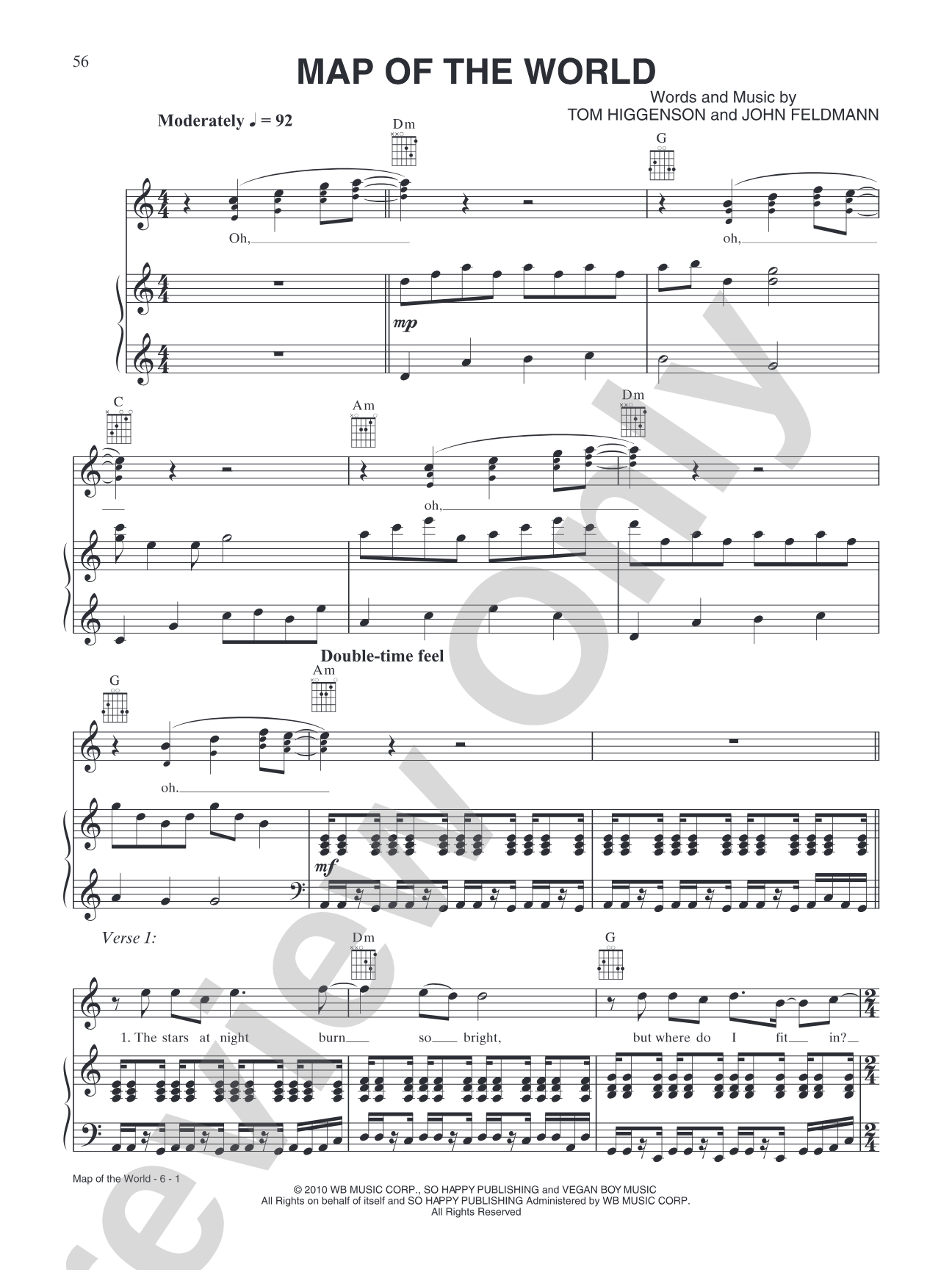 Map of the World: Piano/Vocal/Chords