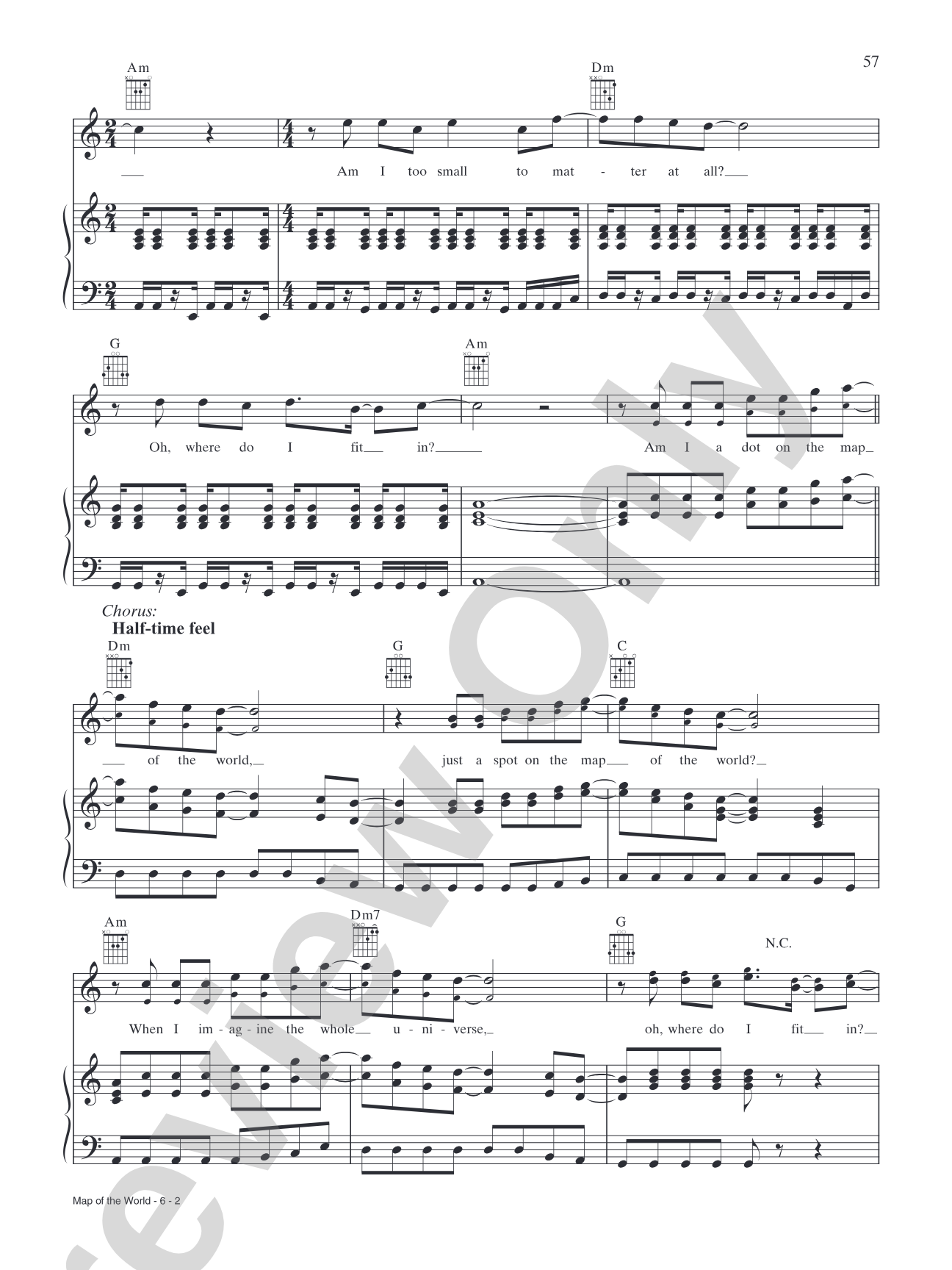 Map of the World: Piano/Vocal/Chords