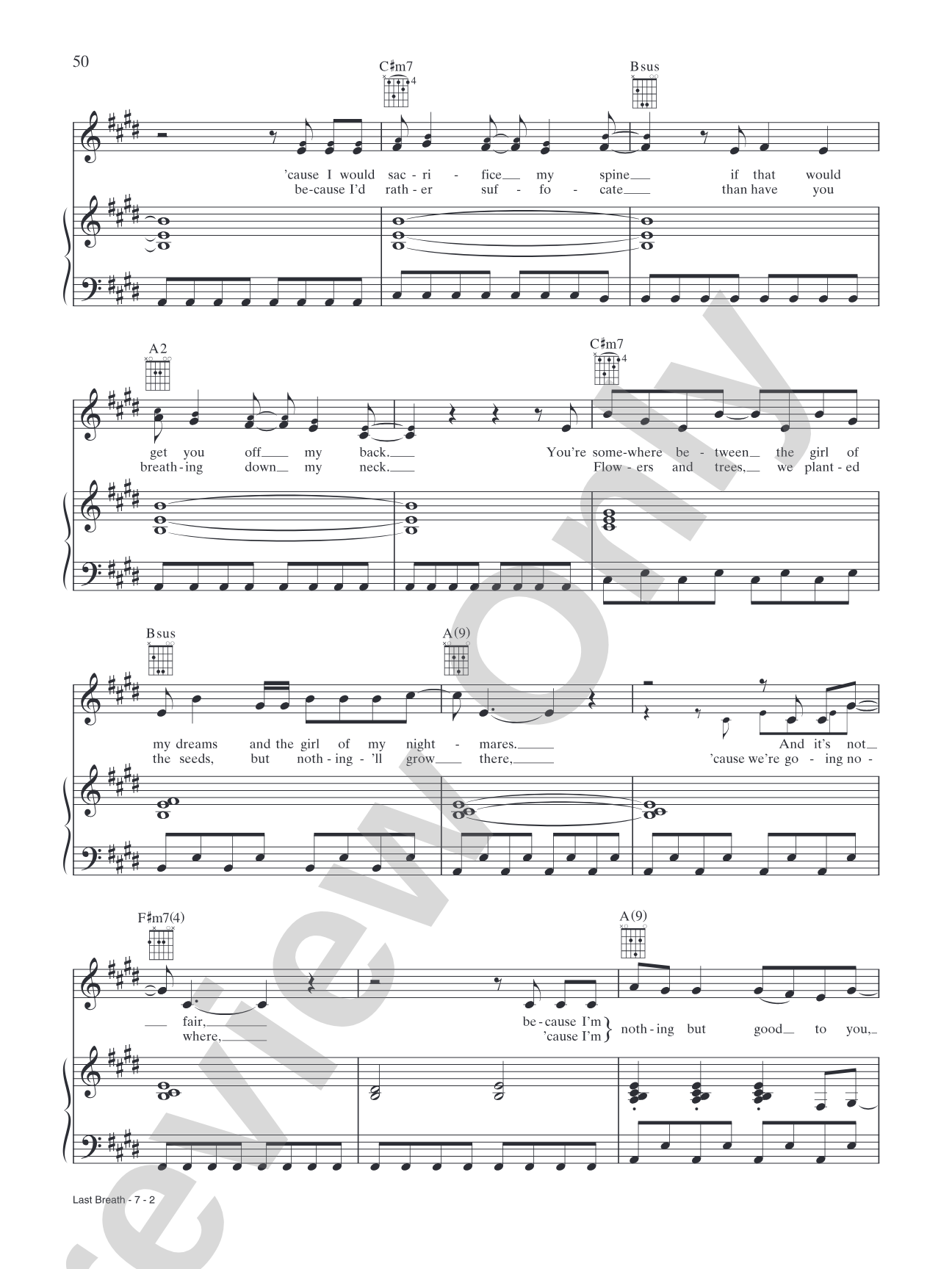Last Breath: Piano/Vocal/Chords
