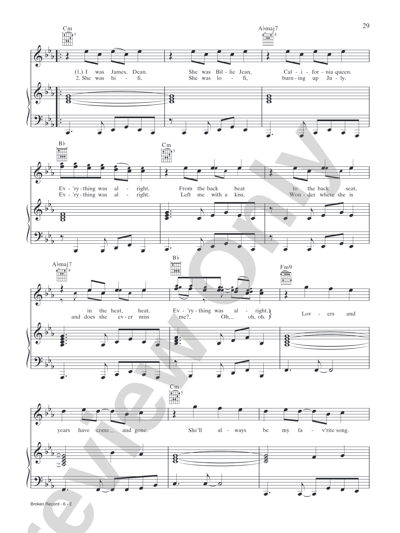 Broken Record: Piano/Vocal/Chords