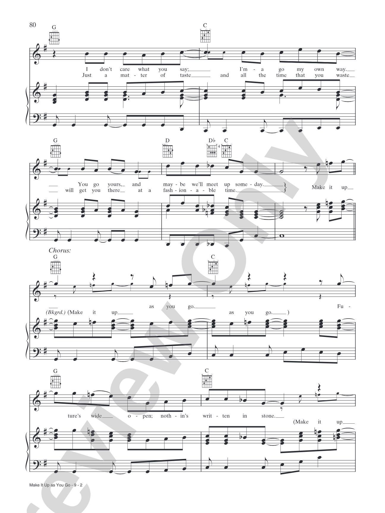 Make It Up As You Go: Piano/Vocal/Chords