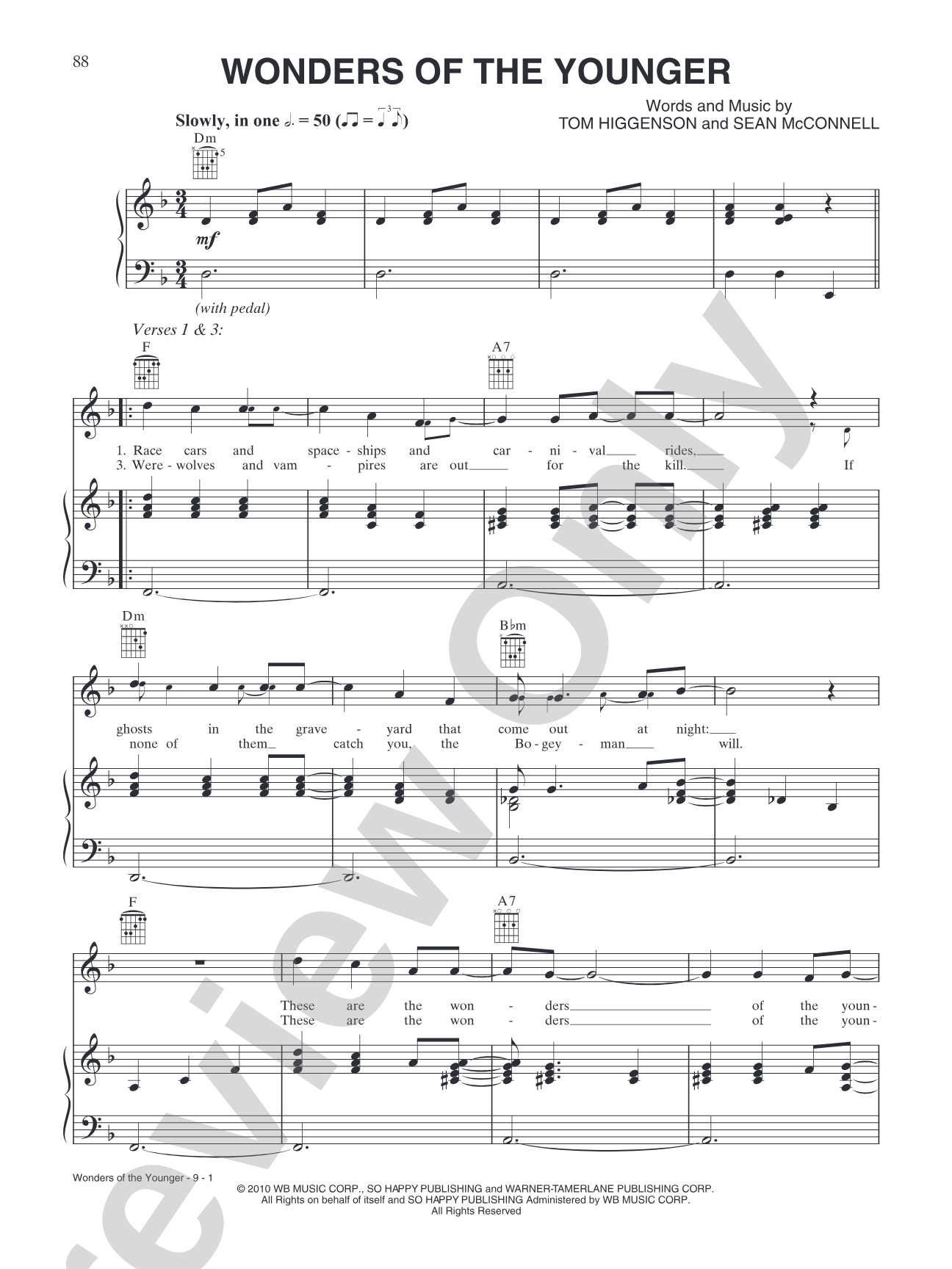 Wonders of the Younger: Piano/Vocal/Chords