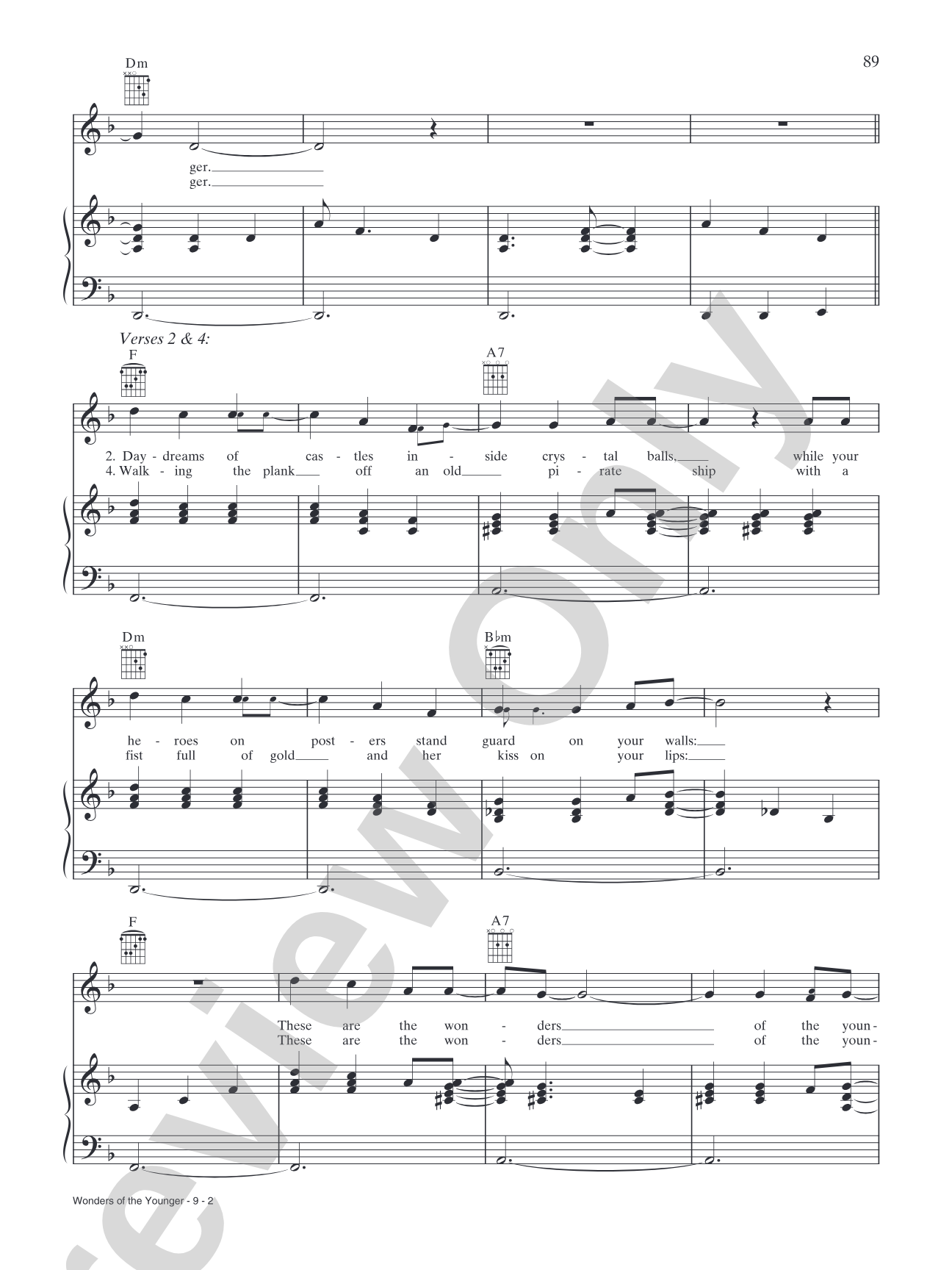 Wonders of the Younger: Piano/Vocal/Chords