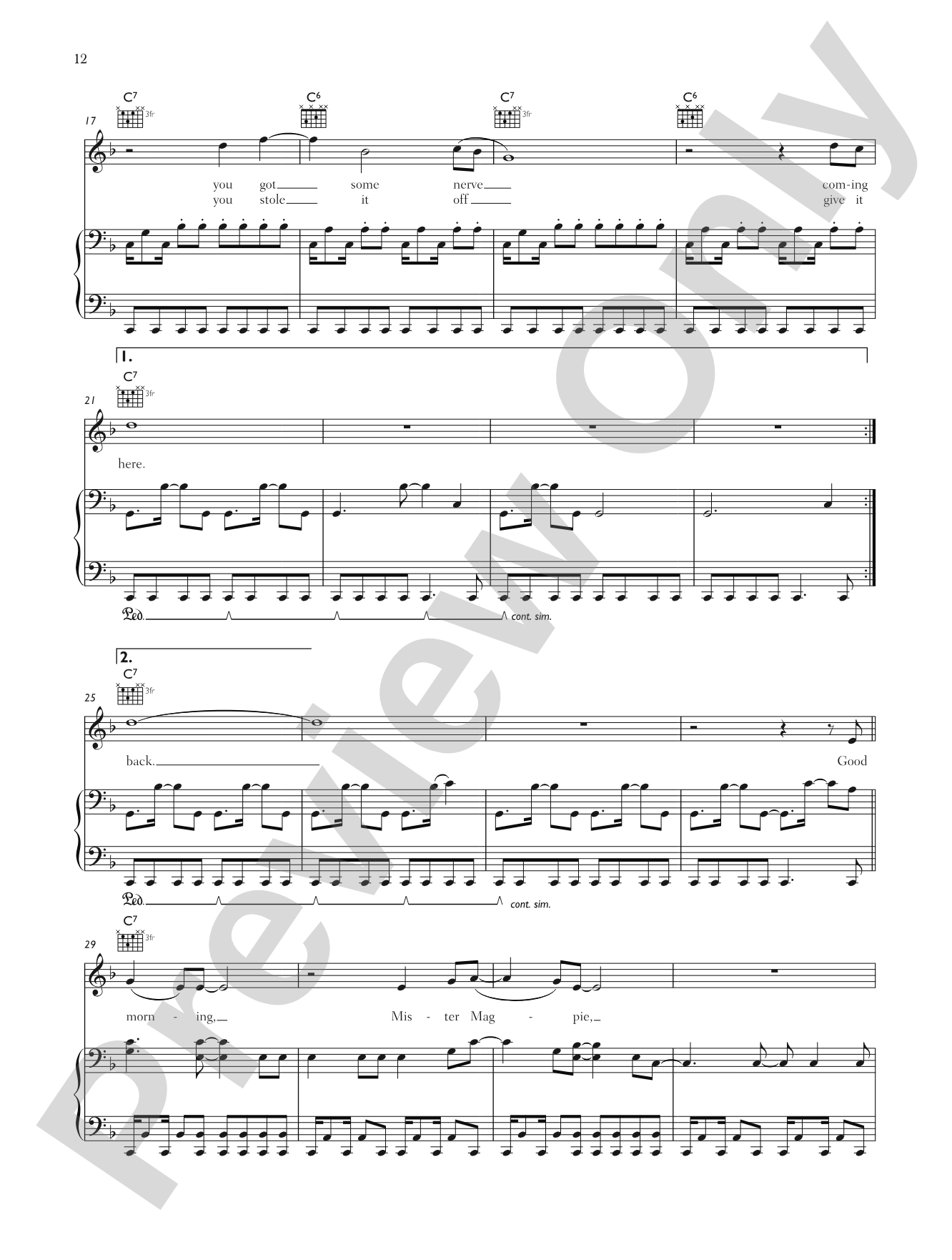 Morning Mr. Magpie: Piano/Vocal/Chords