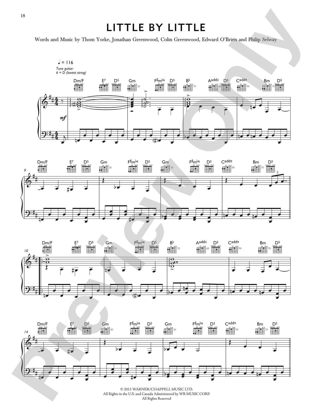 Little By Little: Piano/Vocal/Chords