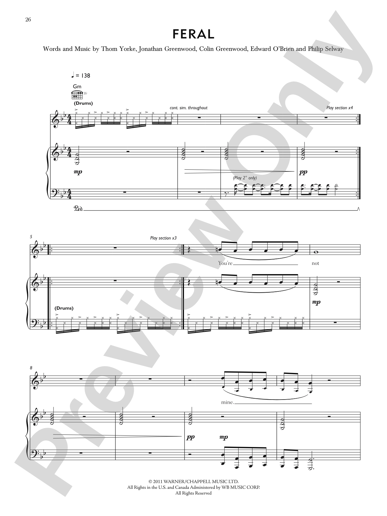 Feral: Piano/Vocal/Chords