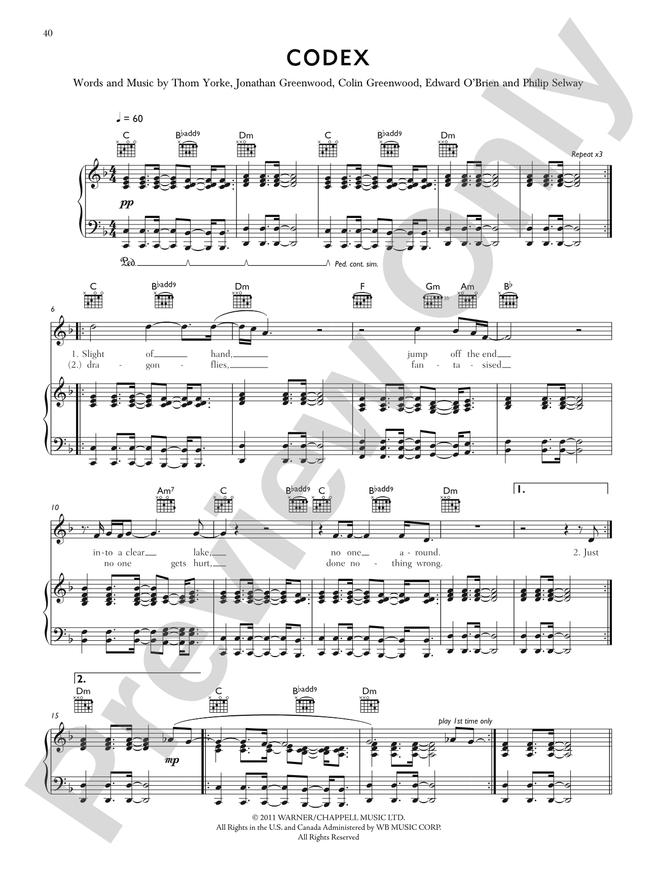 Codex: Piano/Vocal/Chords