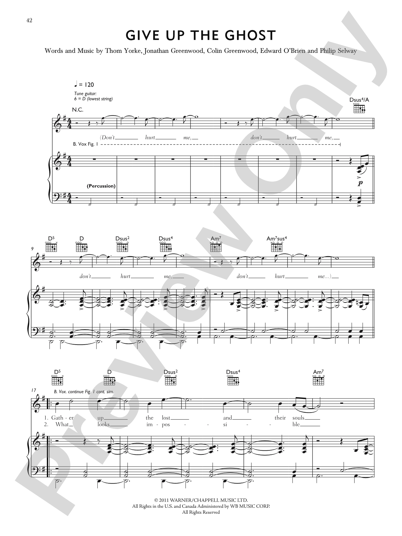 Give Up the Ghost: Piano/Vocal/Chords