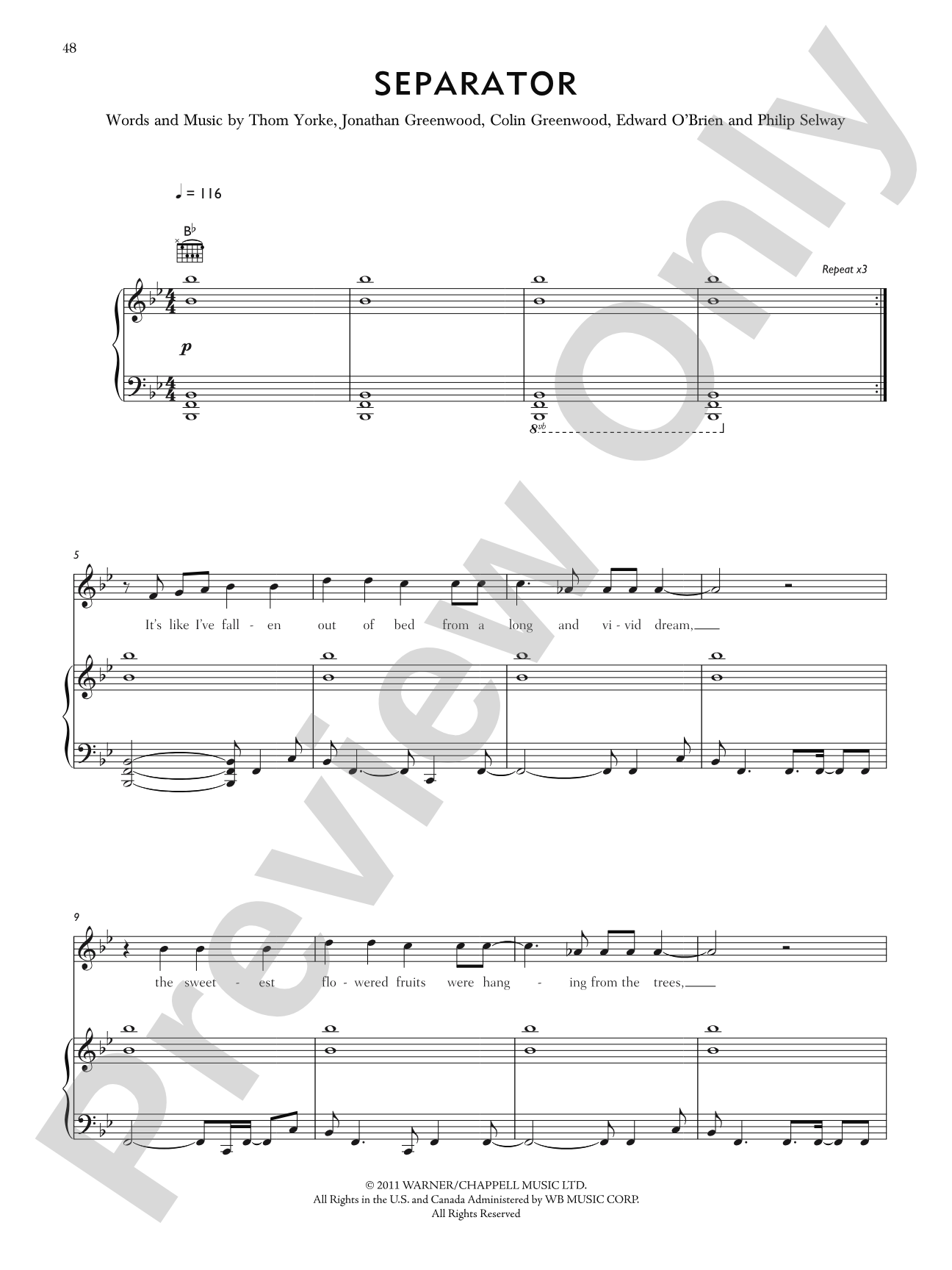 Separator: Piano/Vocal/Chords