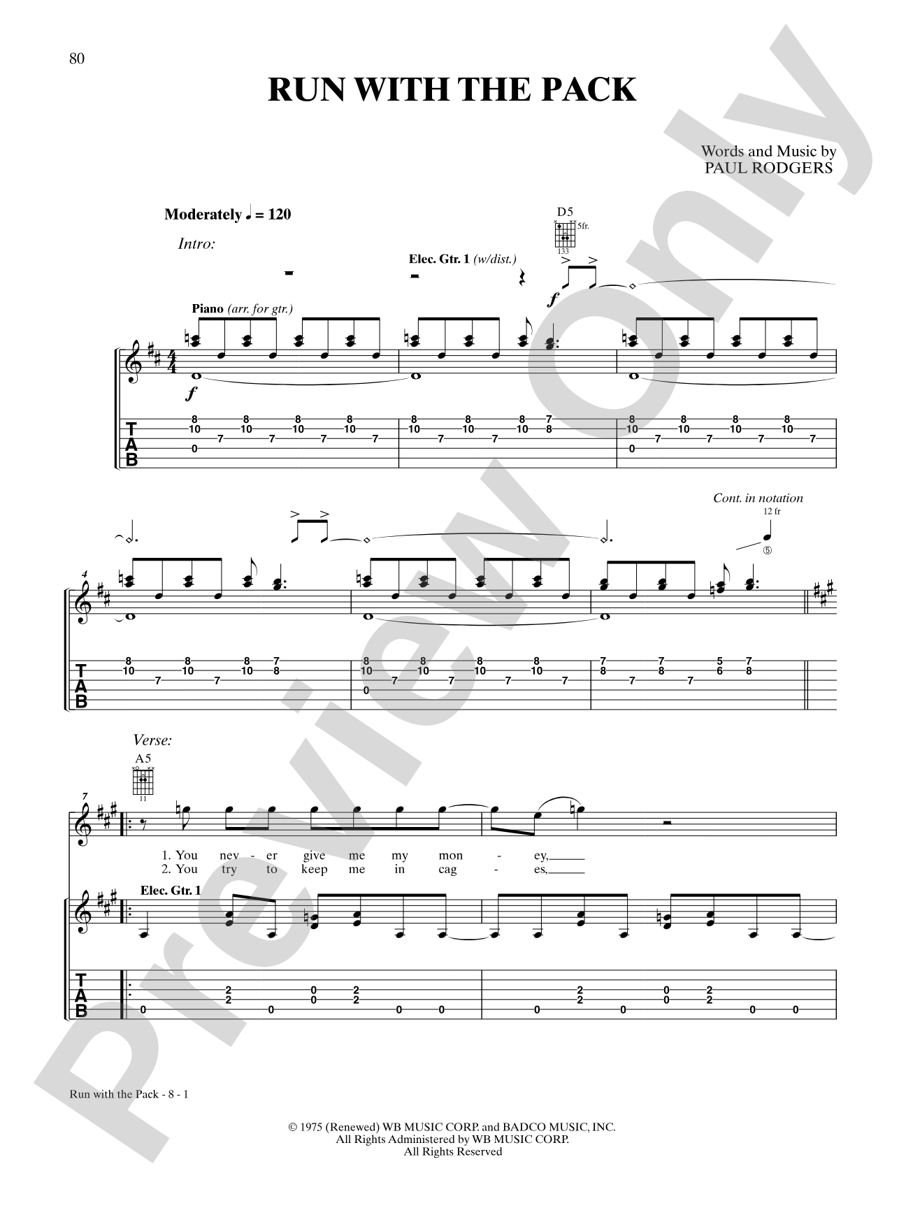 Run With the Pack: Authentic Guitar TAB
