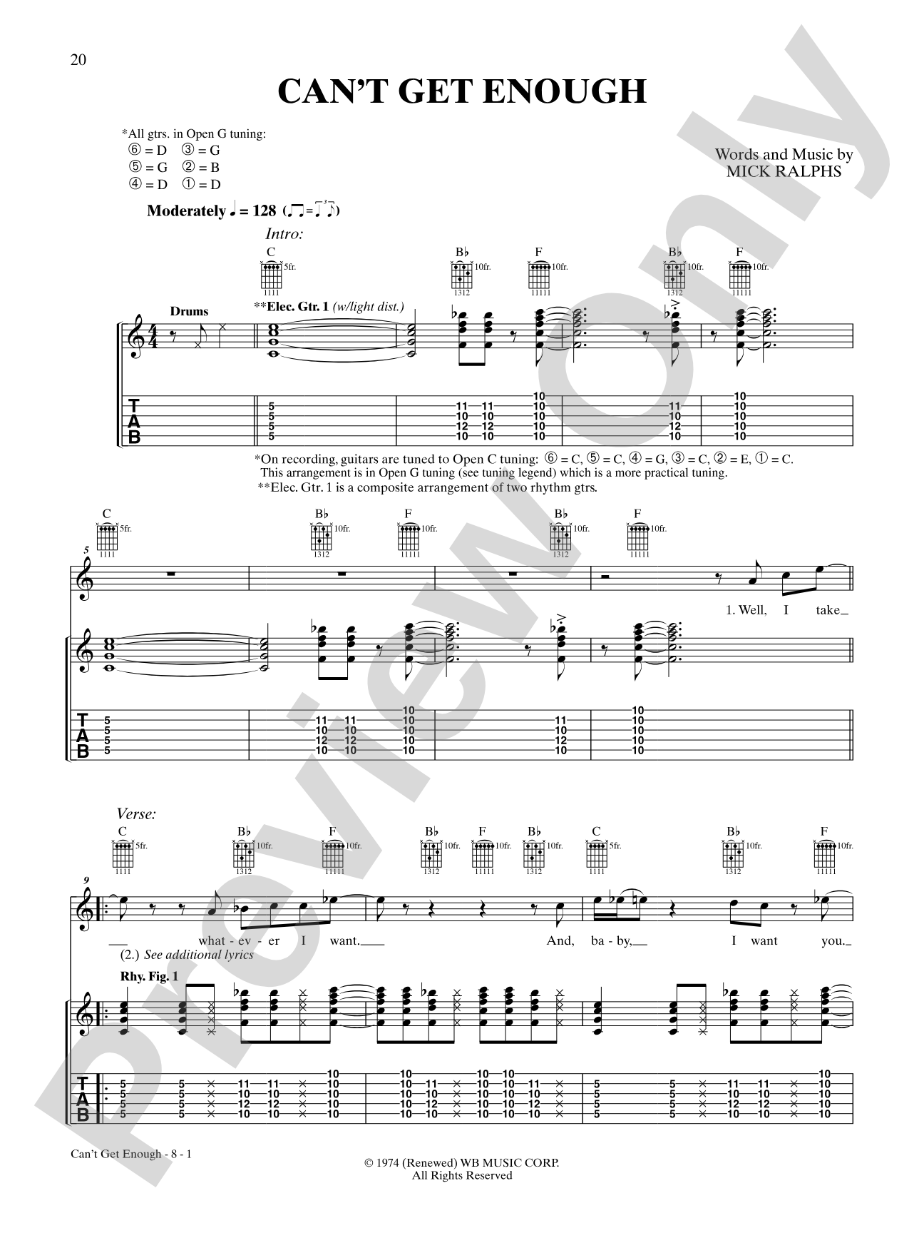 Can't Get Enough (of Your Love): Authentic Guitar TAB