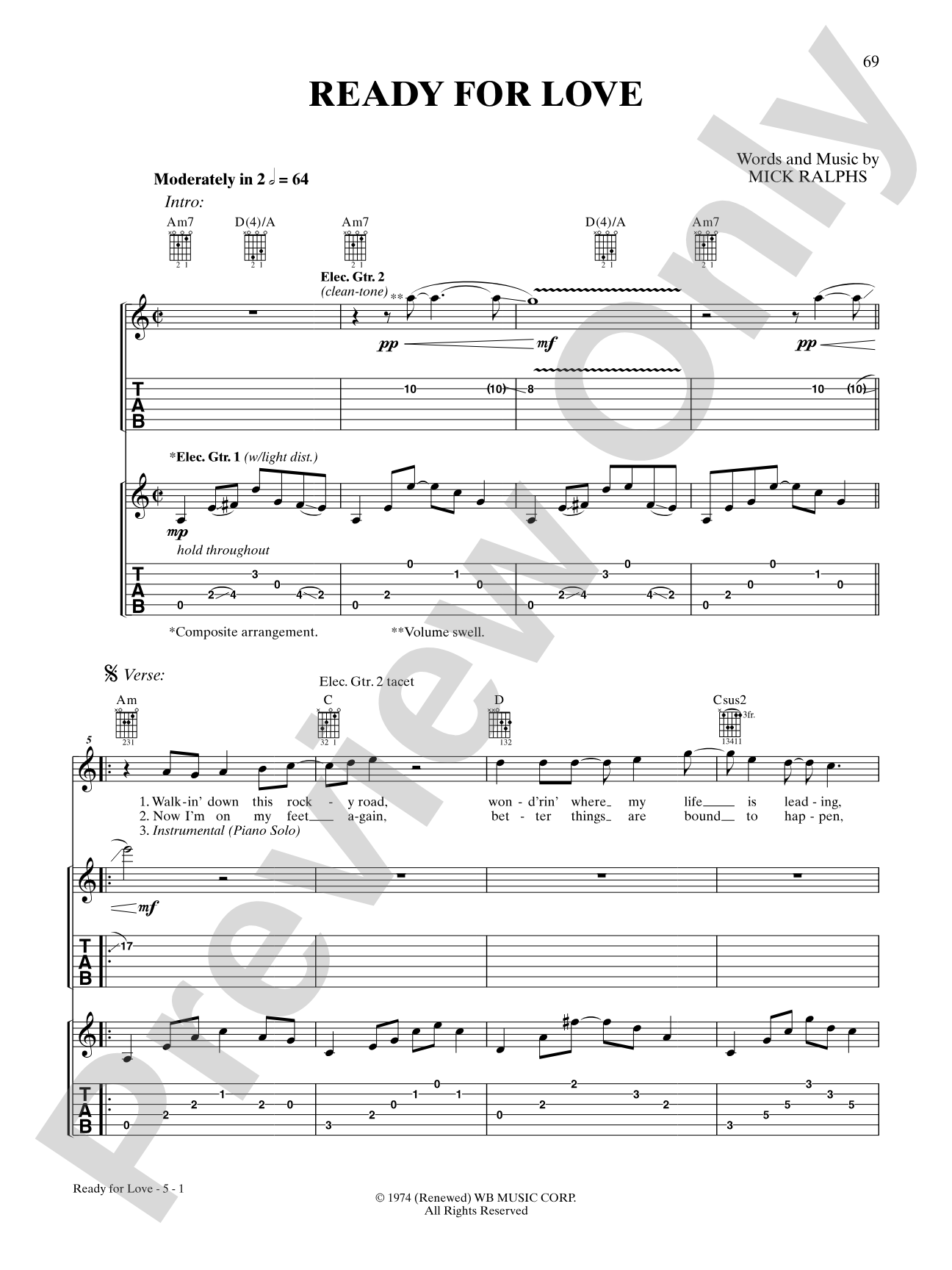 Ready for Love: Authentic Guitar TAB