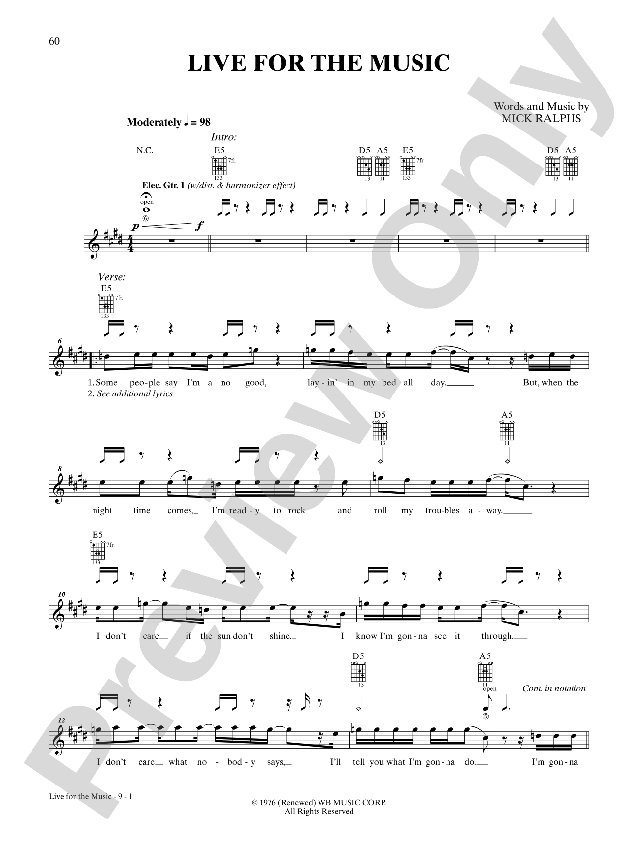 Live for the Music: Authentic Guitar TAB