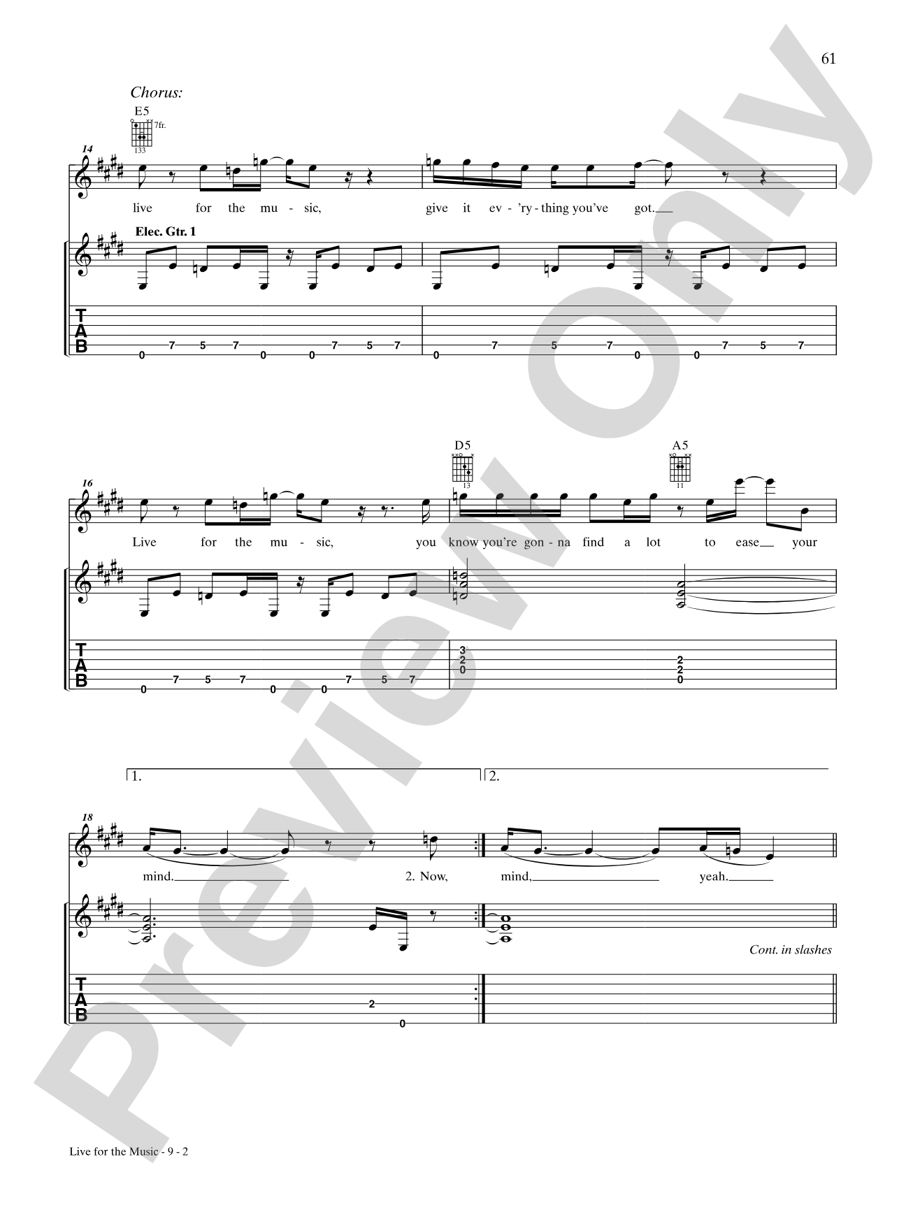 Live for the Music: Authentic Guitar TAB