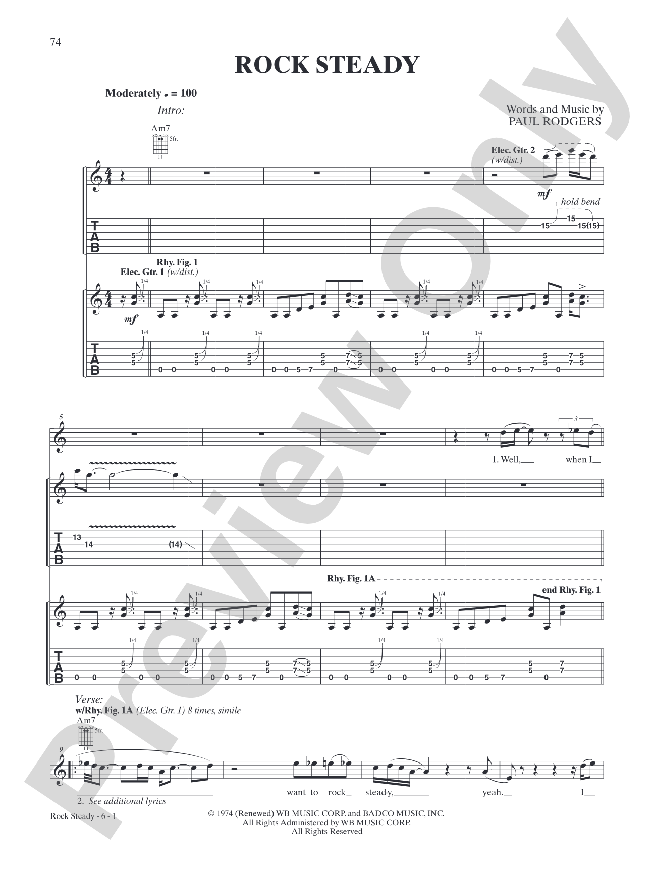 Rock Steady: Authentic Guitar TAB