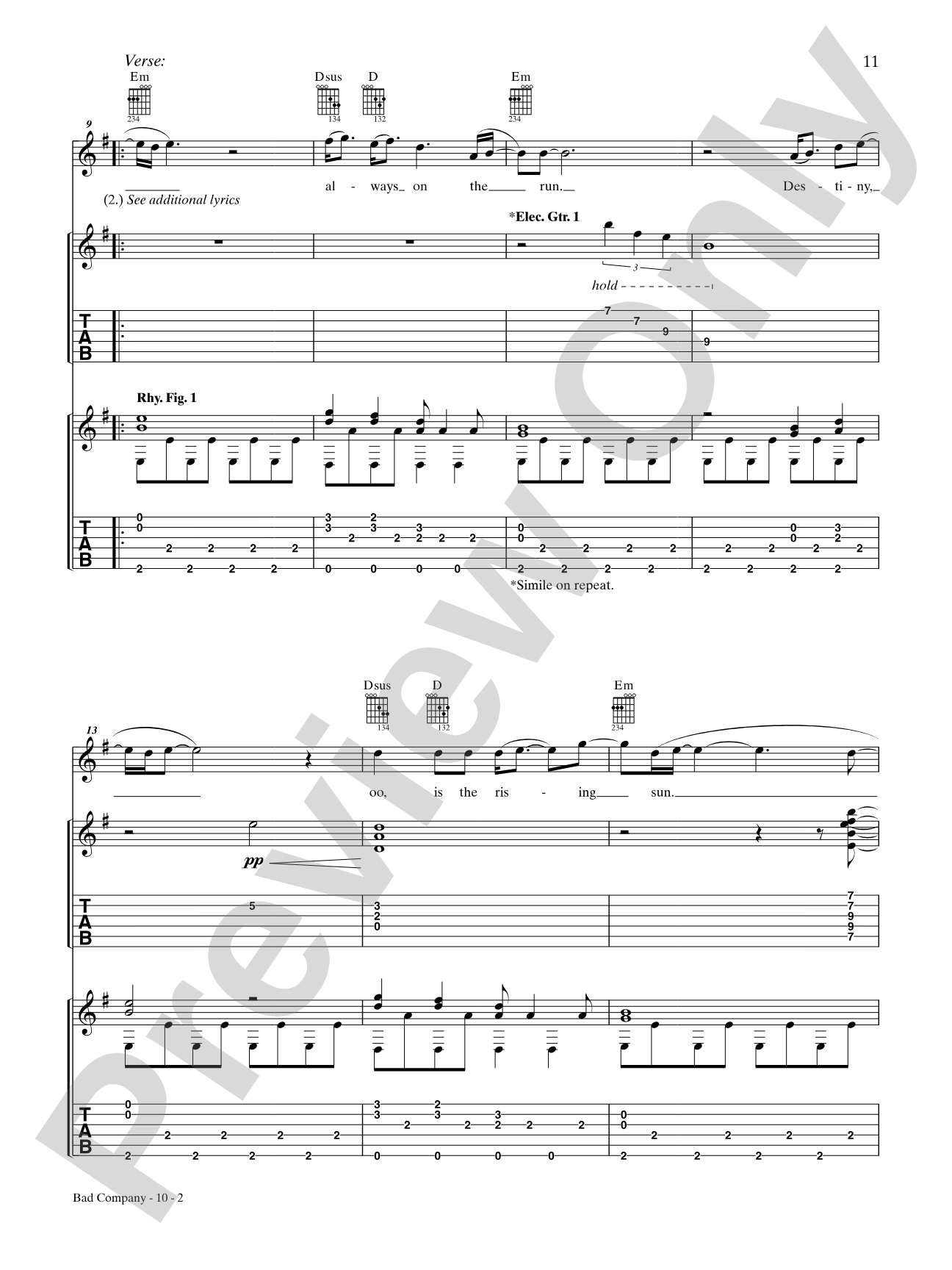 Bad Company: Authentic Guitar TAB