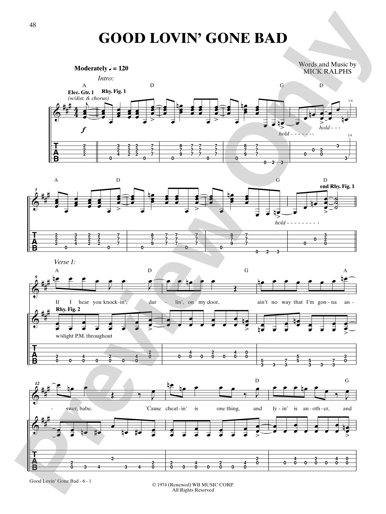 Good Lovin' Gone Bad: Authentic Guitar TAB