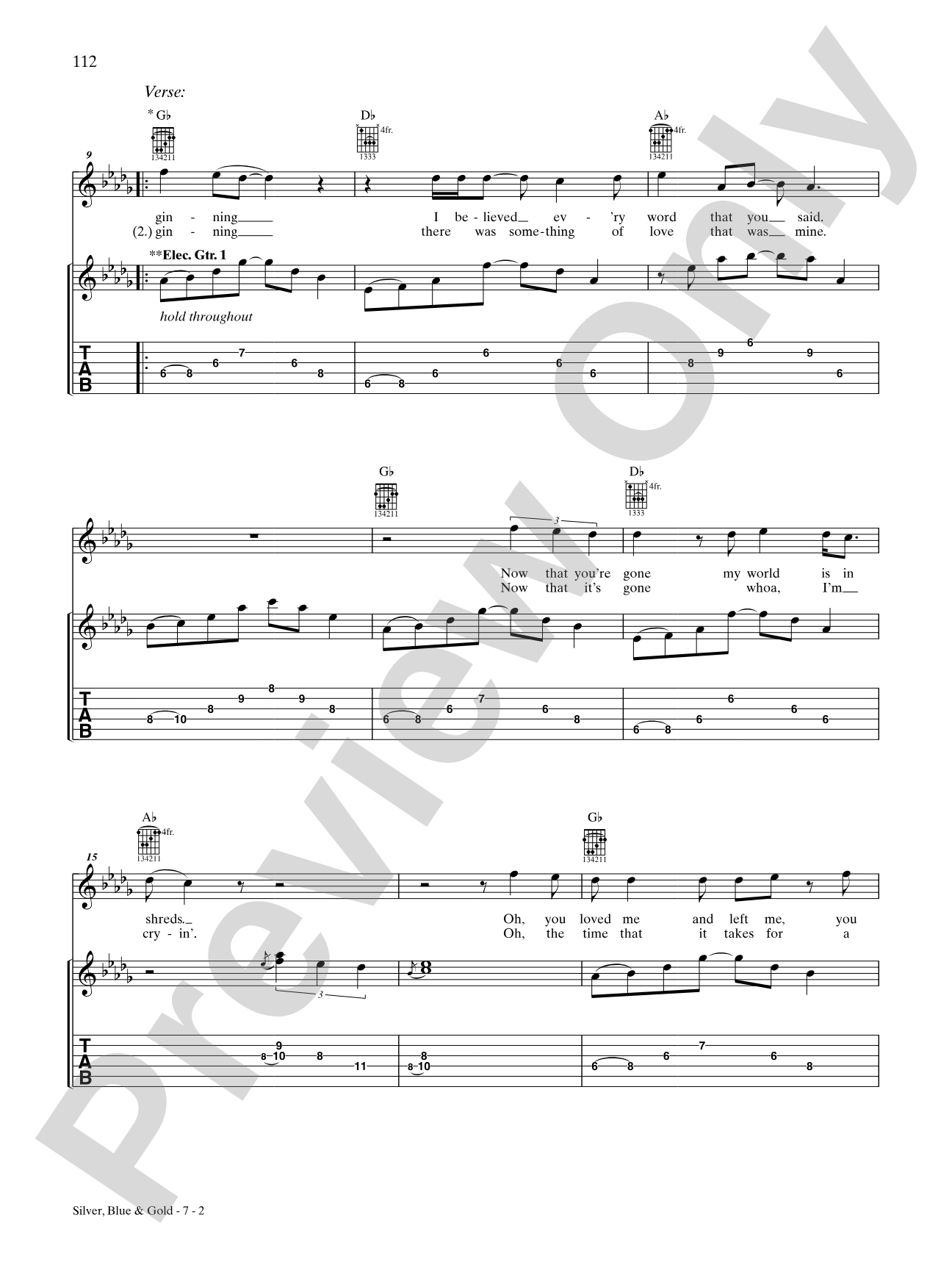Silver, Blue & Gold: Authentic Guitar TAB