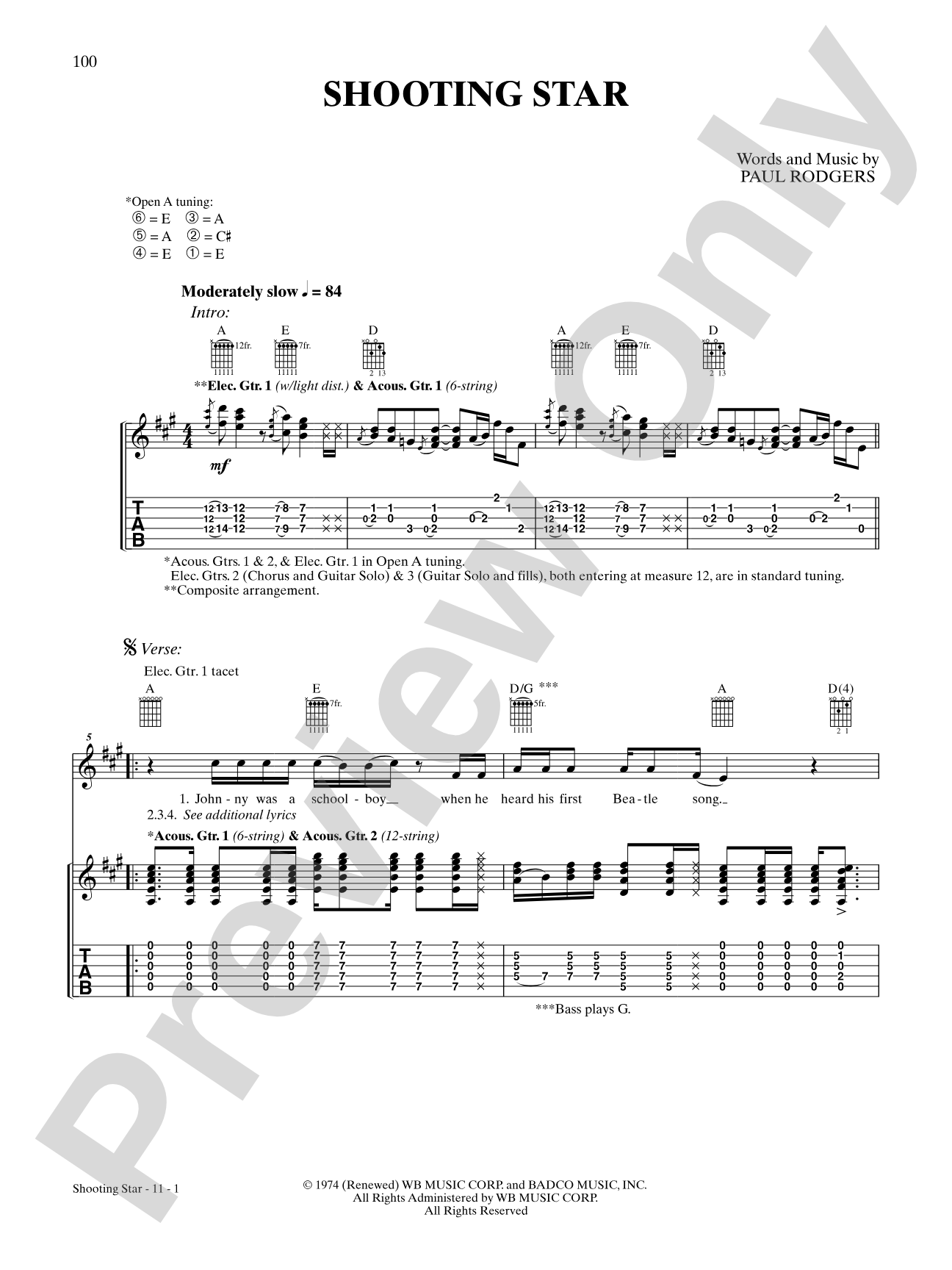 Shooting Star: Authentic Guitar TAB