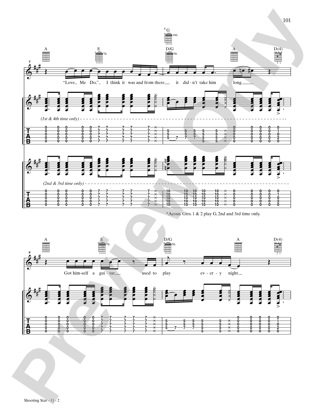 Shooting Star: Authentic Guitar TAB