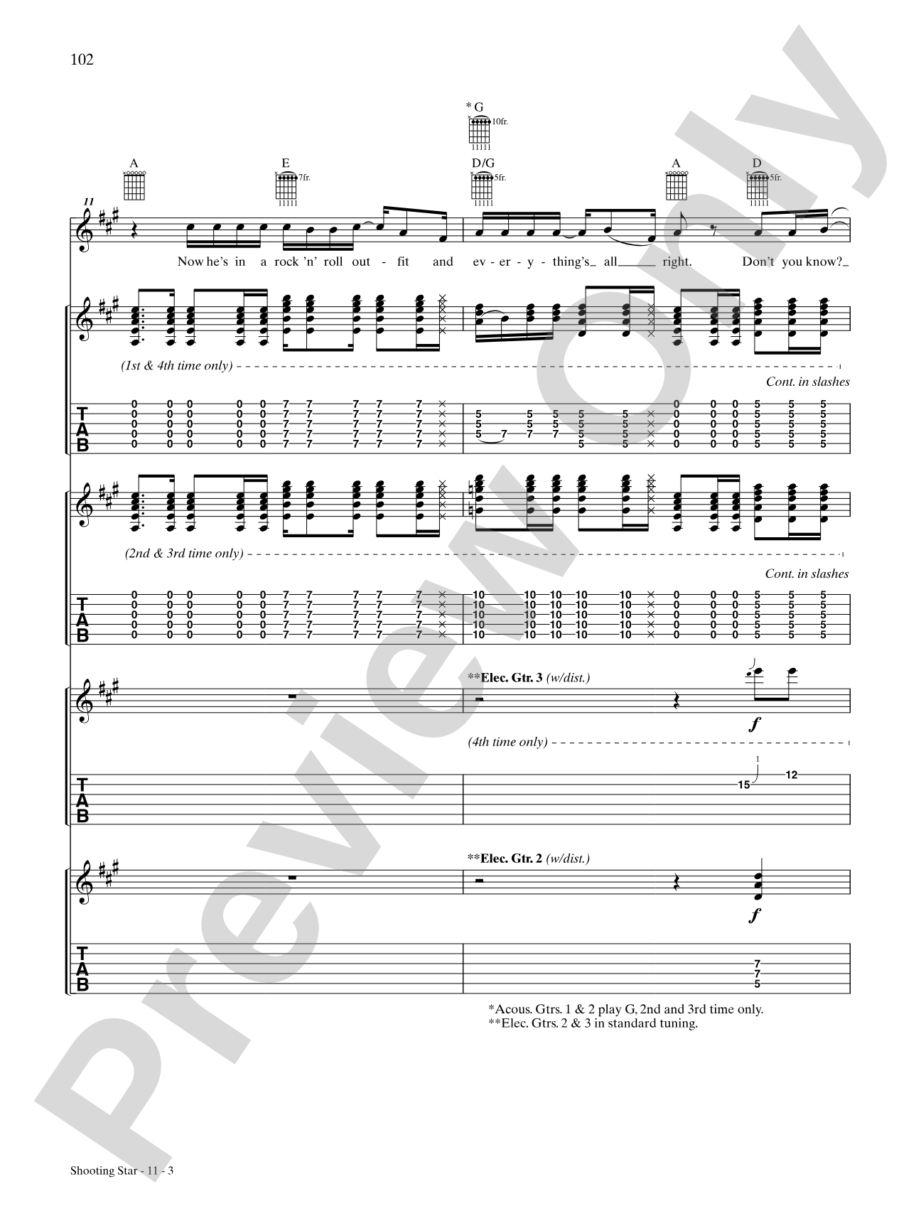 Shooting Star: Authentic Guitar TAB