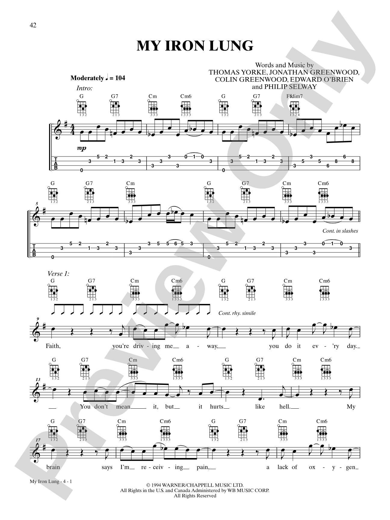 My Iron Lung: Ukulele TAB