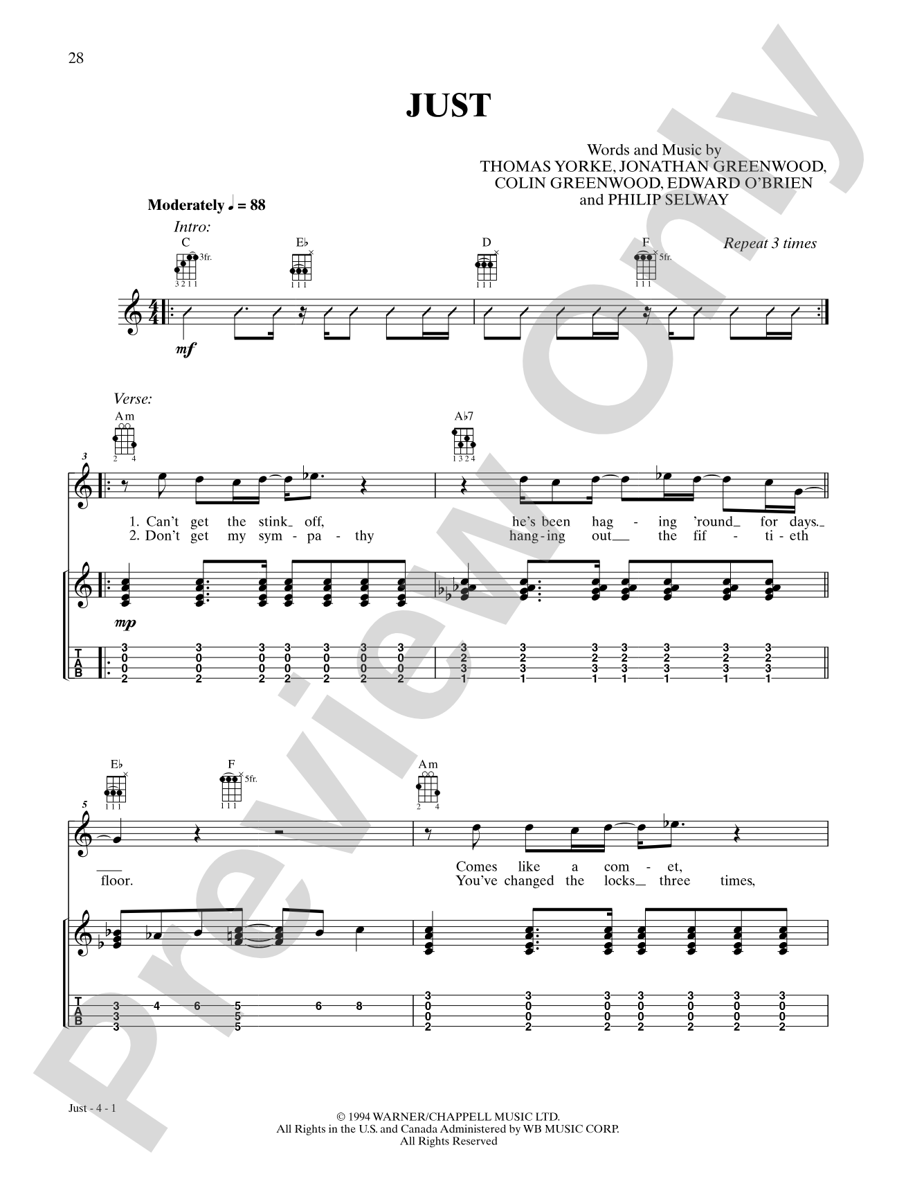 Just: Ukulele TAB