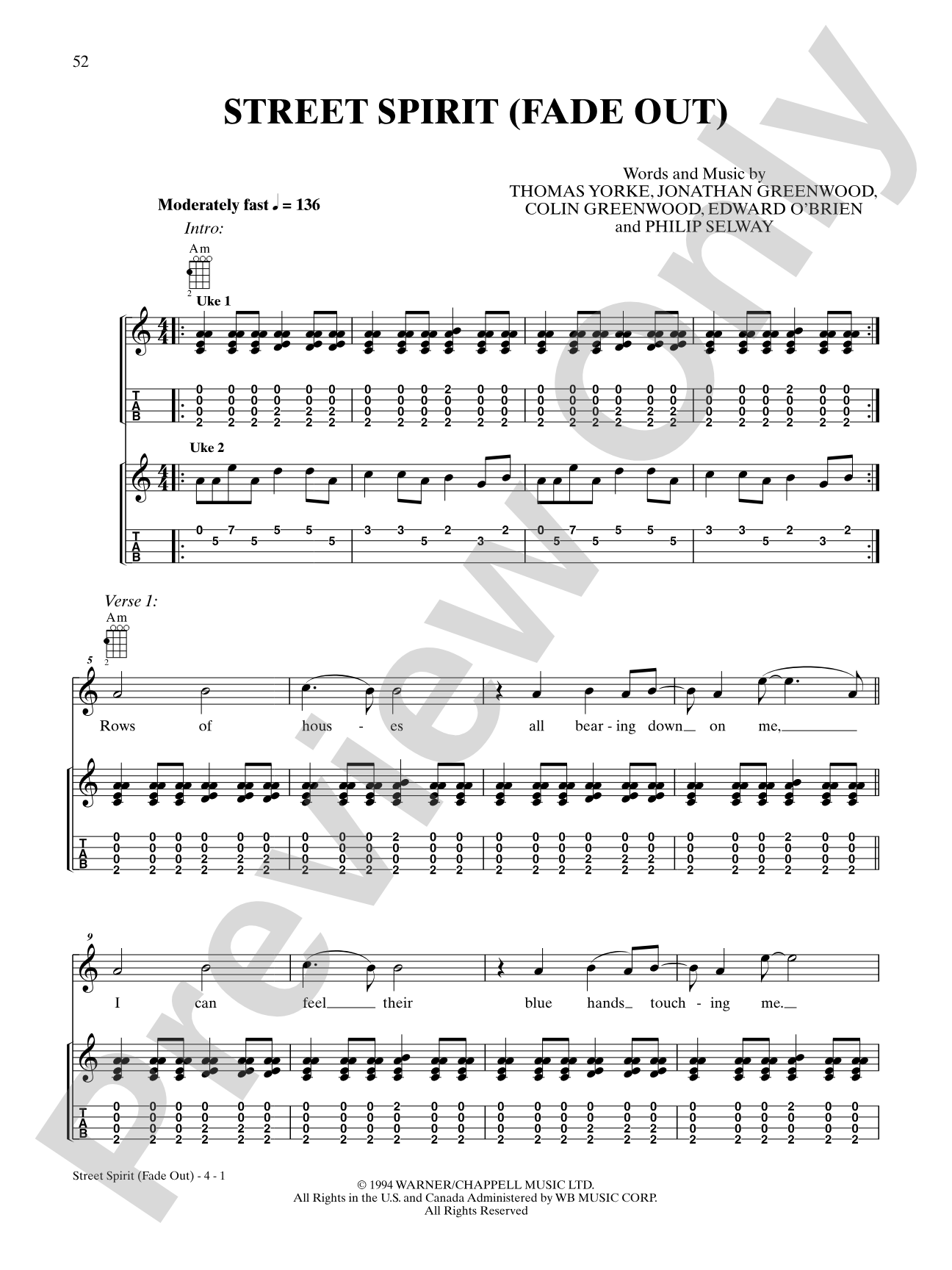 Street Spirit: Ukulele TAB