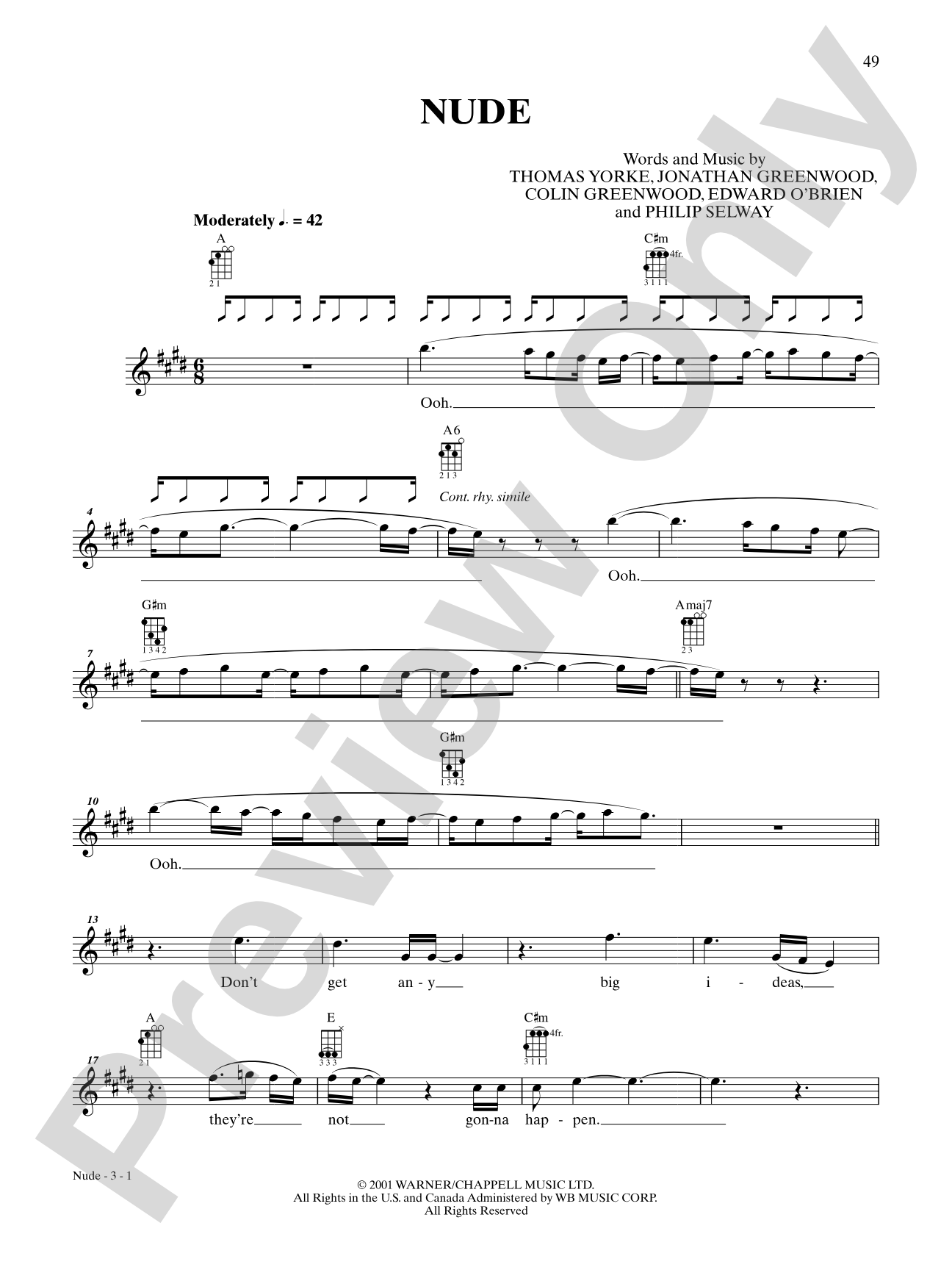 Nude: Ukulele TAB